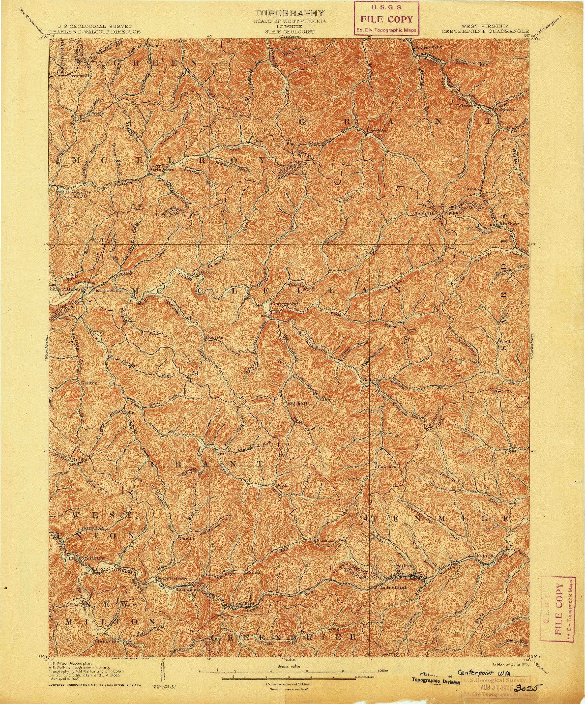 USGS 1:62500-SCALE QUADRANGLE FOR CENTERPOINT, WV 1905