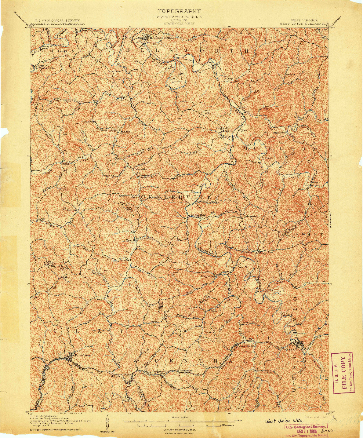 USGS 1:62500-SCALE QUADRANGLE FOR WEST UNION, WV 1905