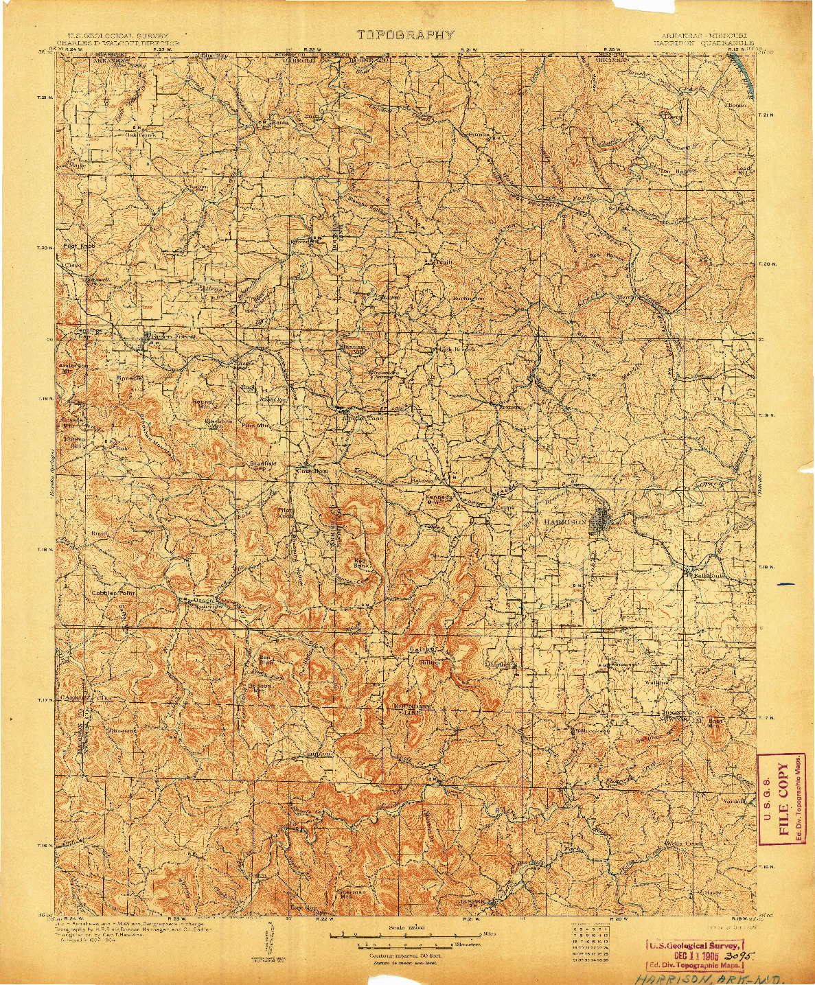 USGS 1:125000-SCALE QUADRANGLE FOR HARRISON, AR 1905