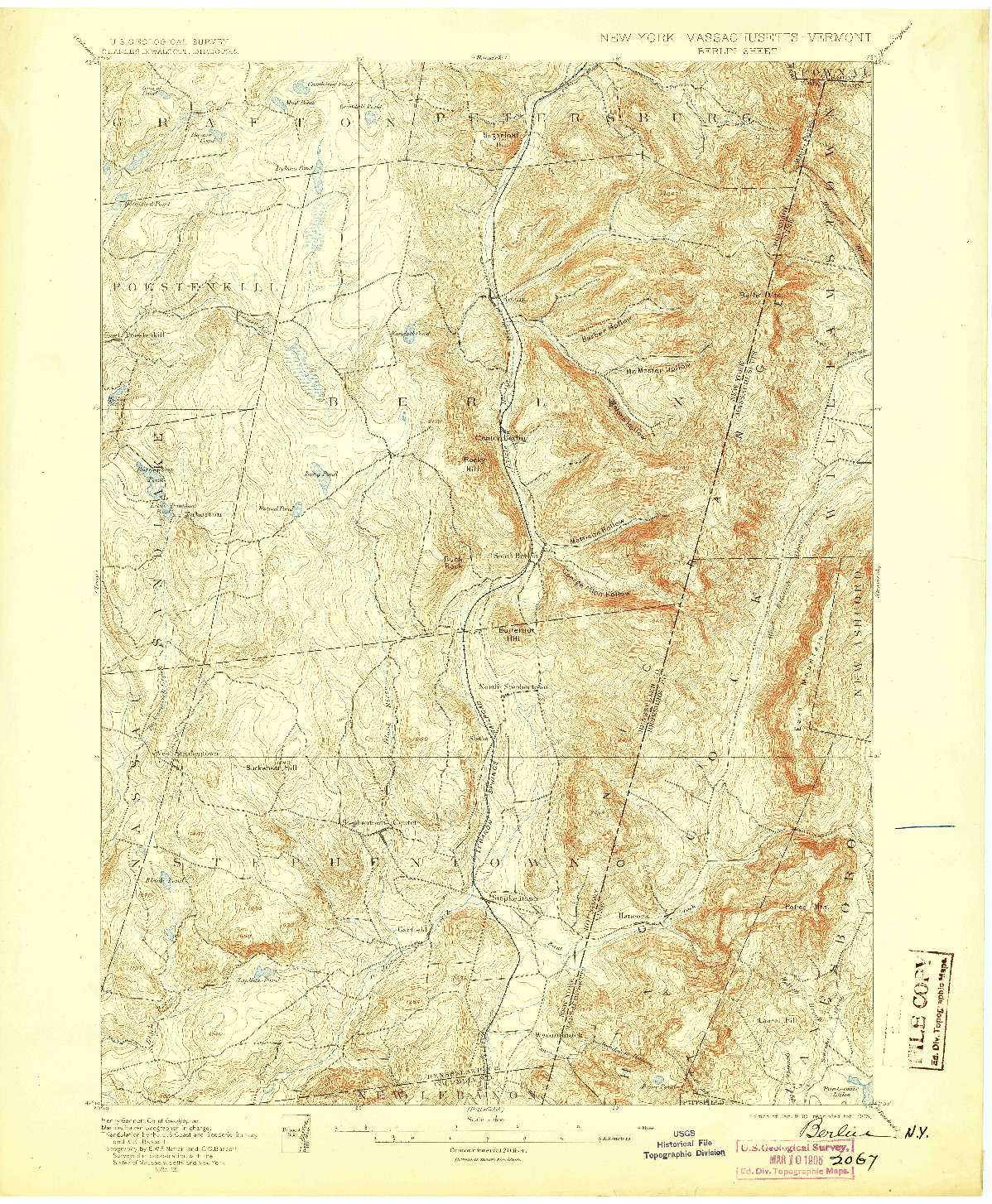 USGS 1:62500-SCALE QUADRANGLE FOR BERLIN, NY 1898