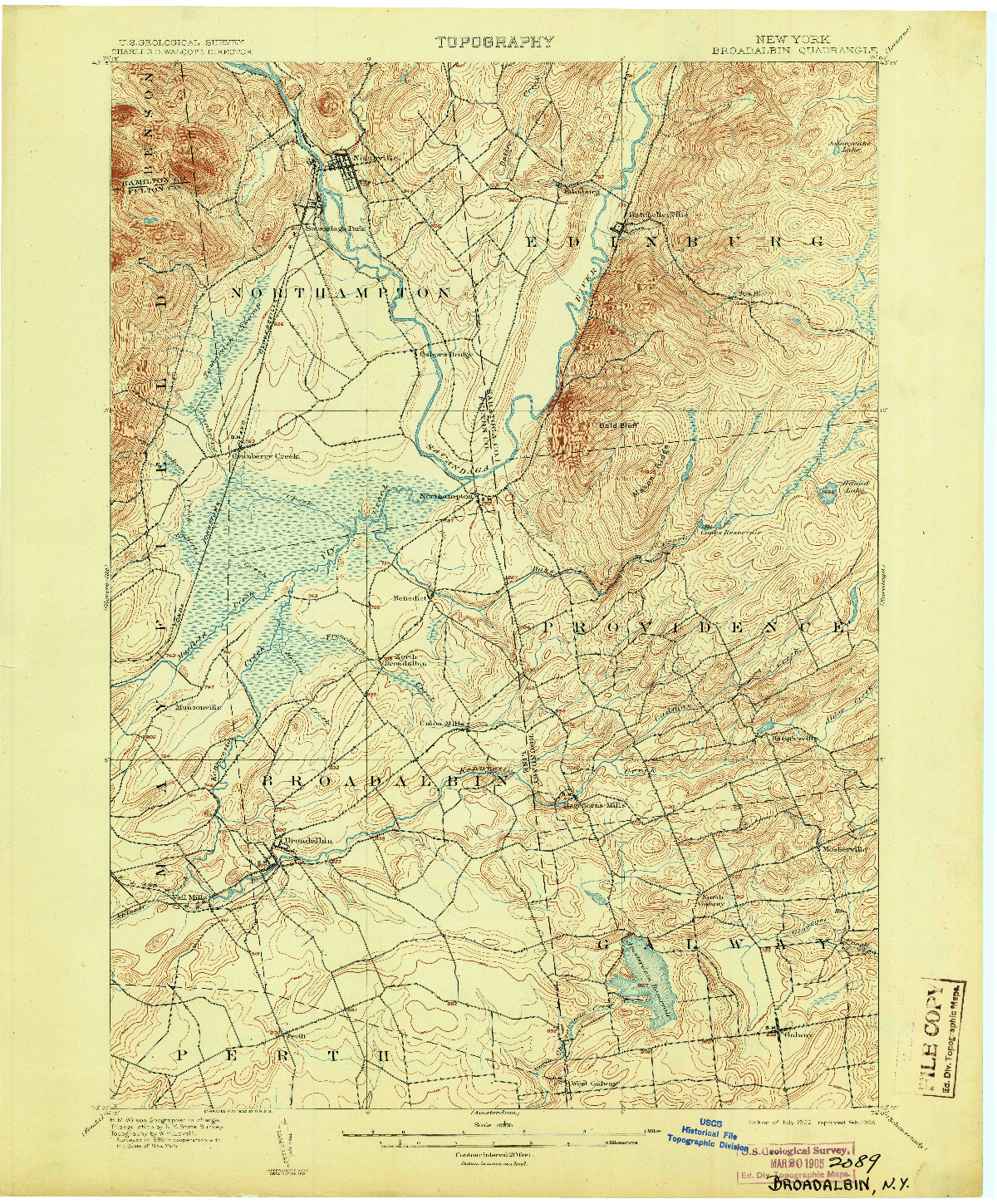 USGS 1:62500-SCALE QUADRANGLE FOR BROADALBIN, NY 1902