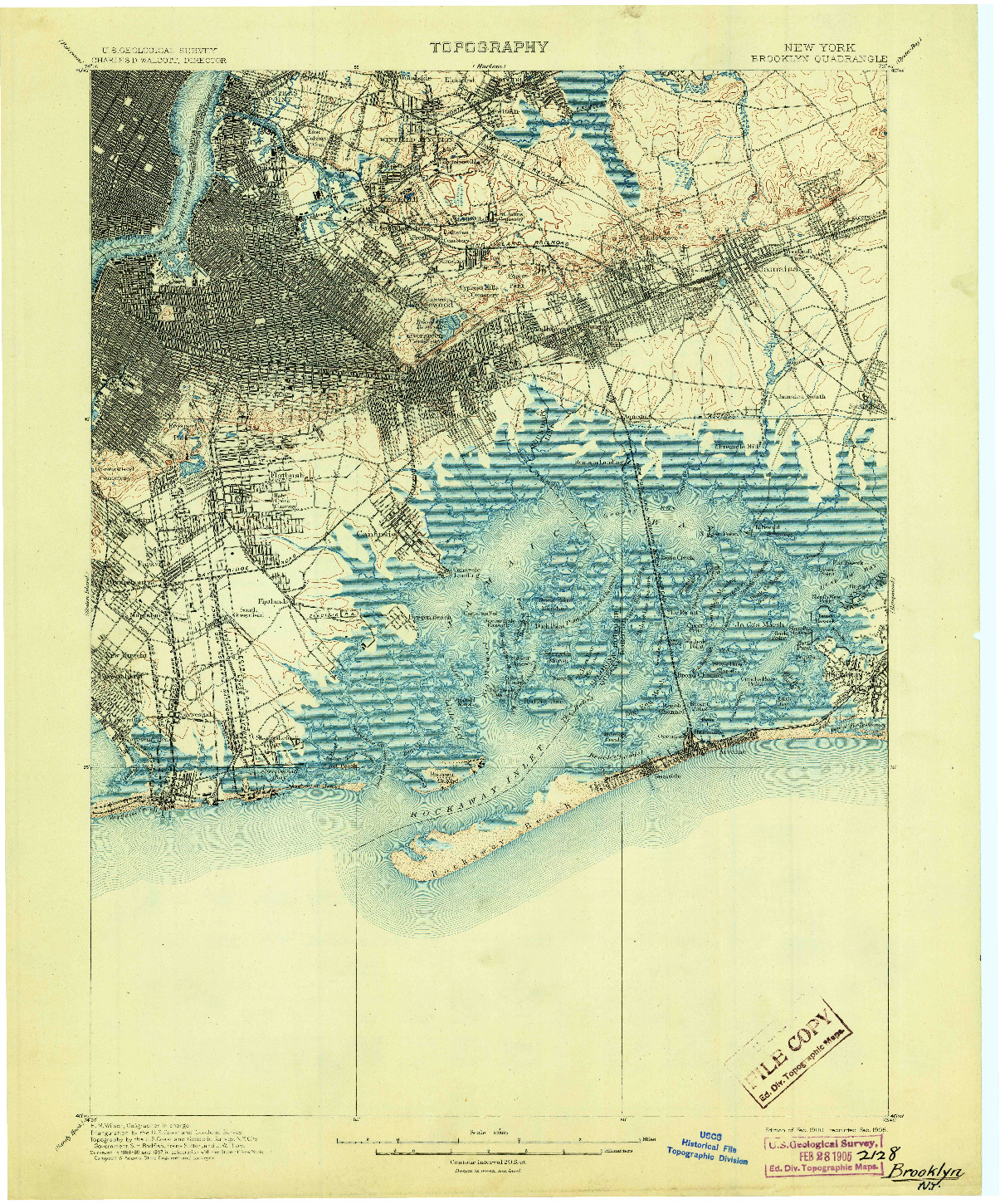 USGS 1:62500-SCALE QUADRANGLE FOR BROOKLYN, NY 1900