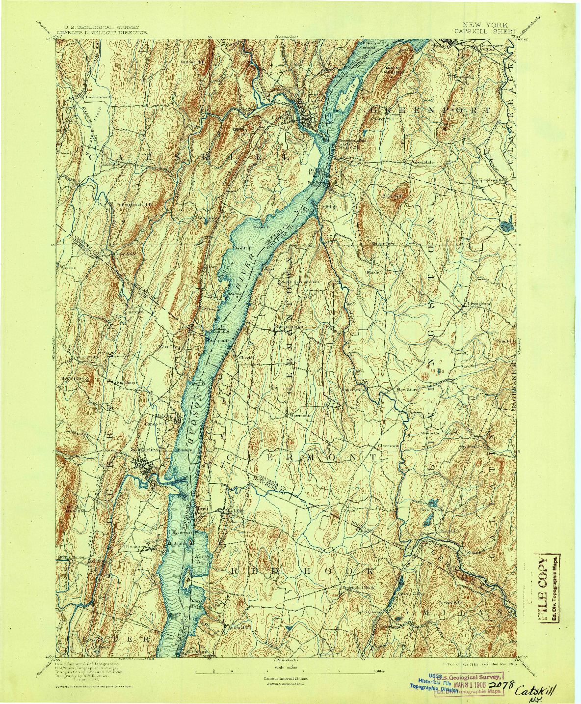 USGS 1:62500-SCALE QUADRANGLE FOR CATSKILL, NY 1895