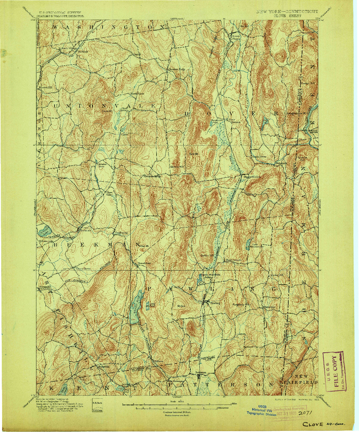 USGS 1:62500-SCALE QUADRANGLE FOR CLOVE, NY 1901