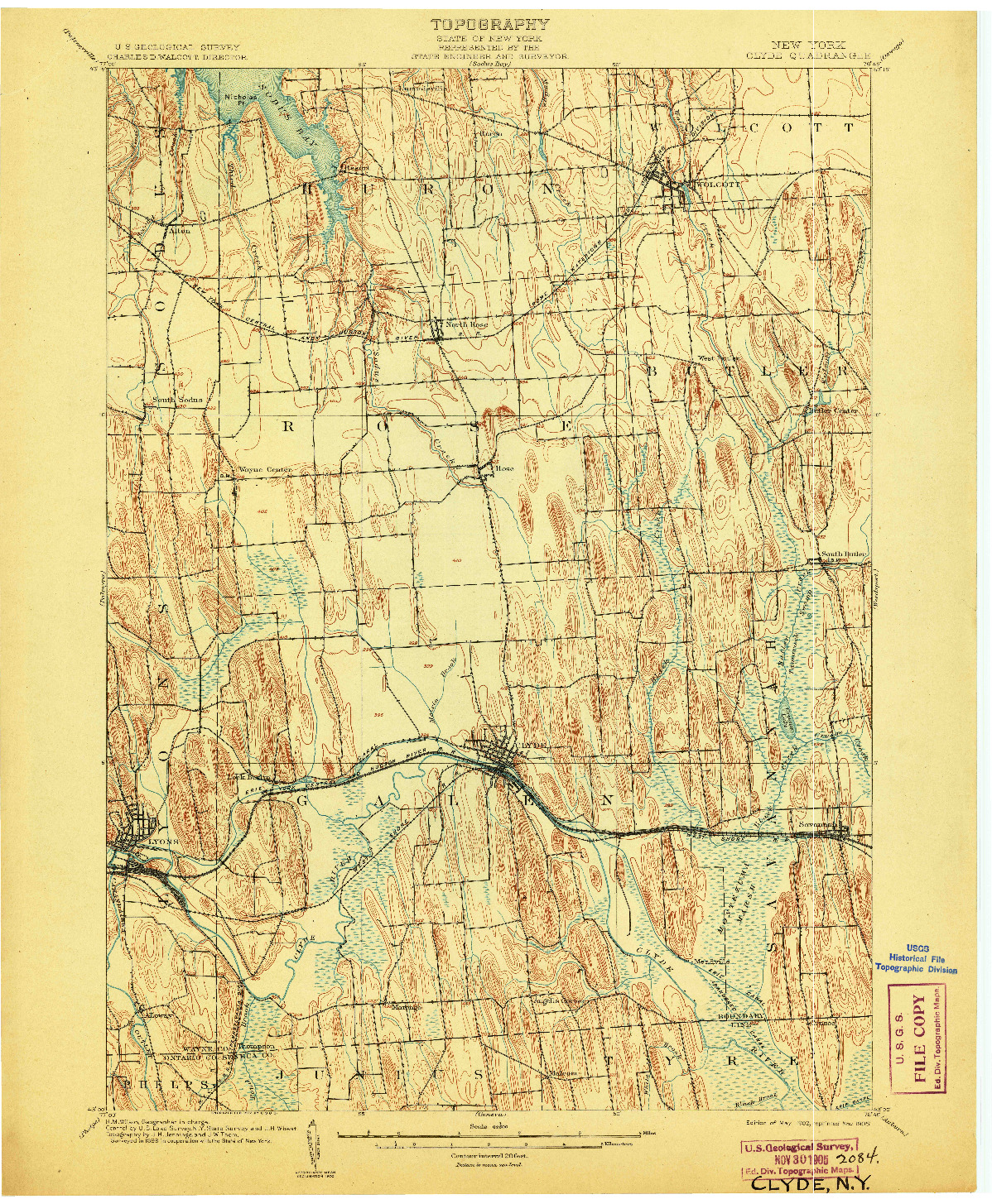 USGS 1:62500-SCALE QUADRANGLE FOR CLYDE, NY 1902