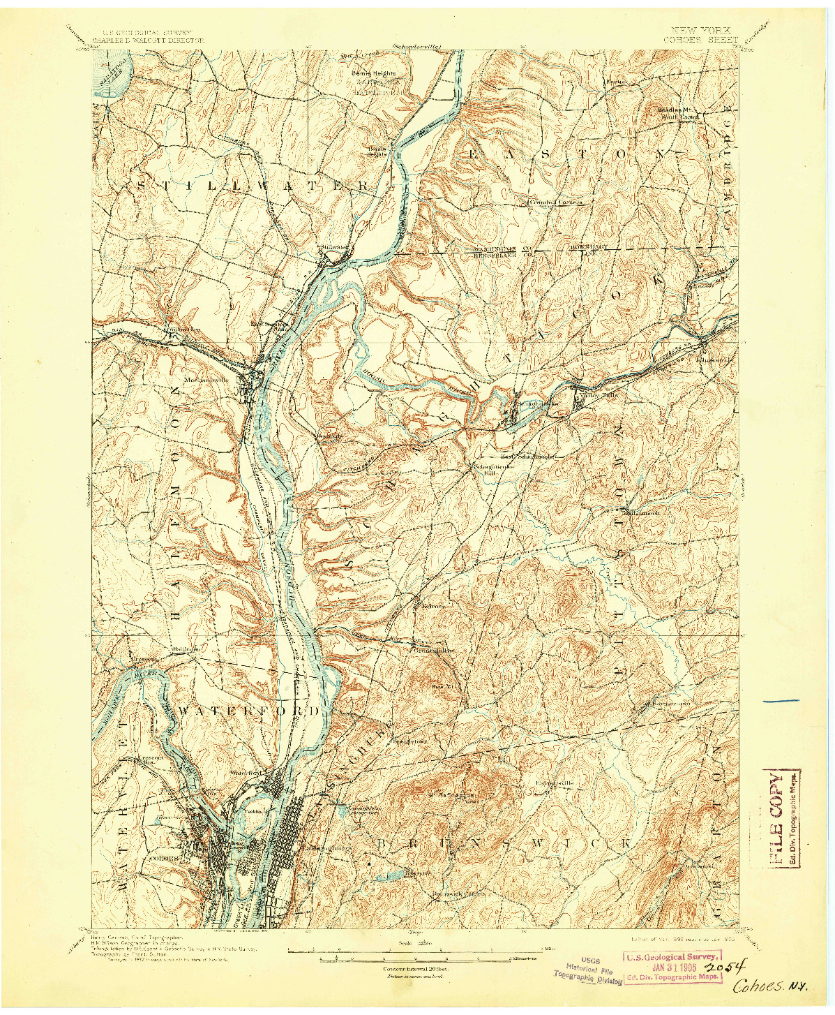 USGS 1:62500-SCALE QUADRANGLE FOR COHOES, NY 1898