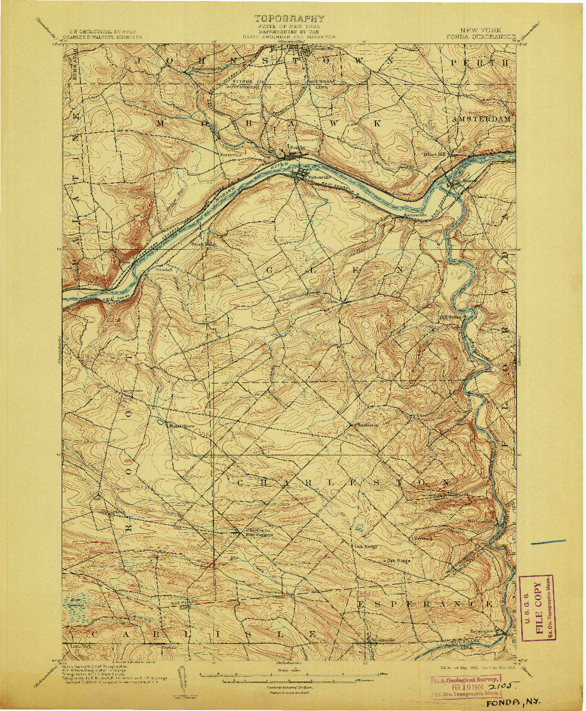 USGS 1:62500-SCALE QUADRANGLE FOR FONDA, NY 1902