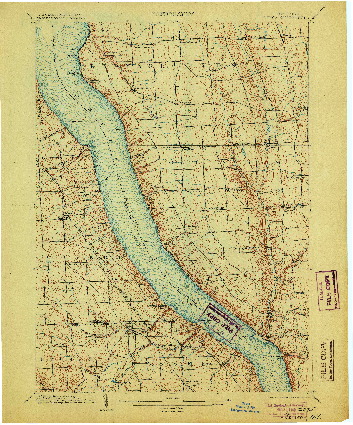 USGS 1:62500-SCALE QUADRANGLE FOR GENOA, NY 1902