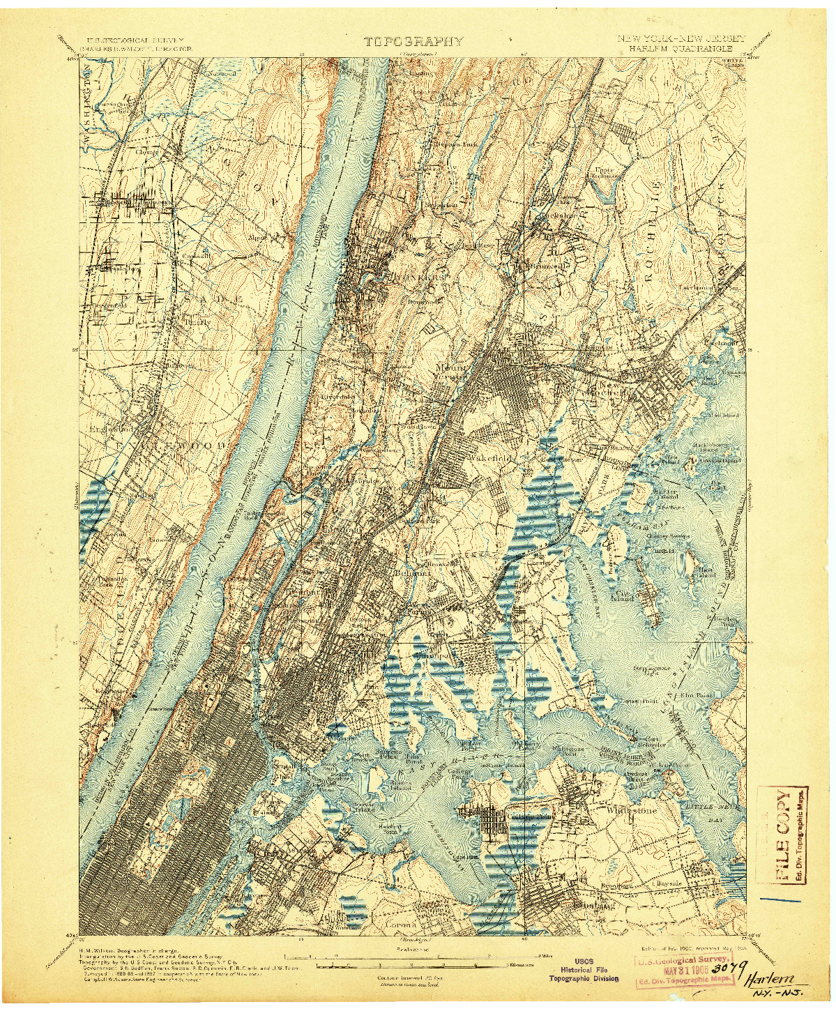 USGS 1:62500-SCALE QUADRANGLE FOR HARLEM, NY 1900