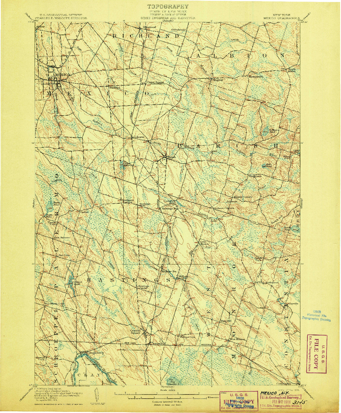 USGS 1:62500-SCALE QUADRANGLE FOR MEXICO, NY 1905