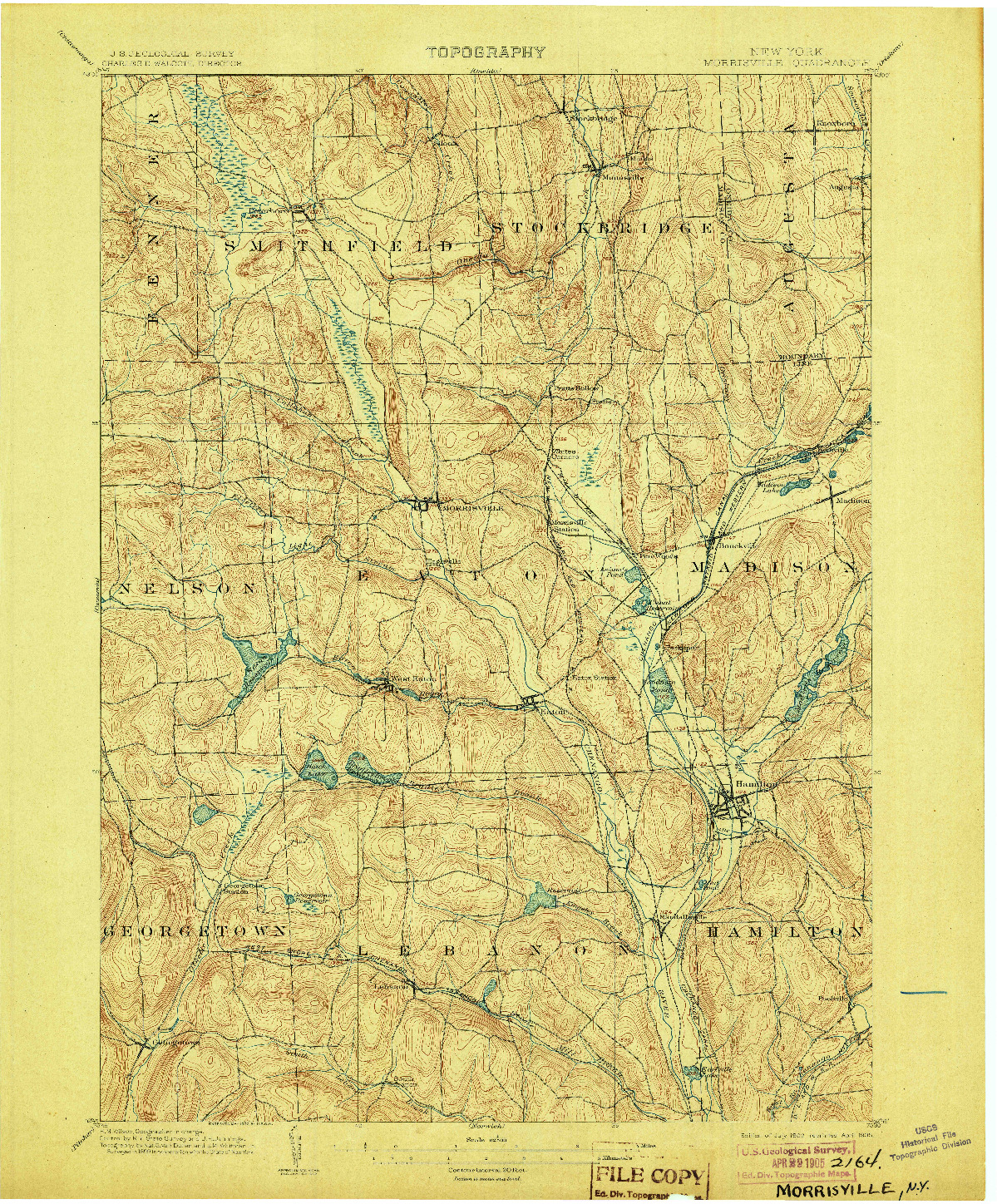 USGS 1:62500-SCALE QUADRANGLE FOR MORRISVILLE, NY 1902