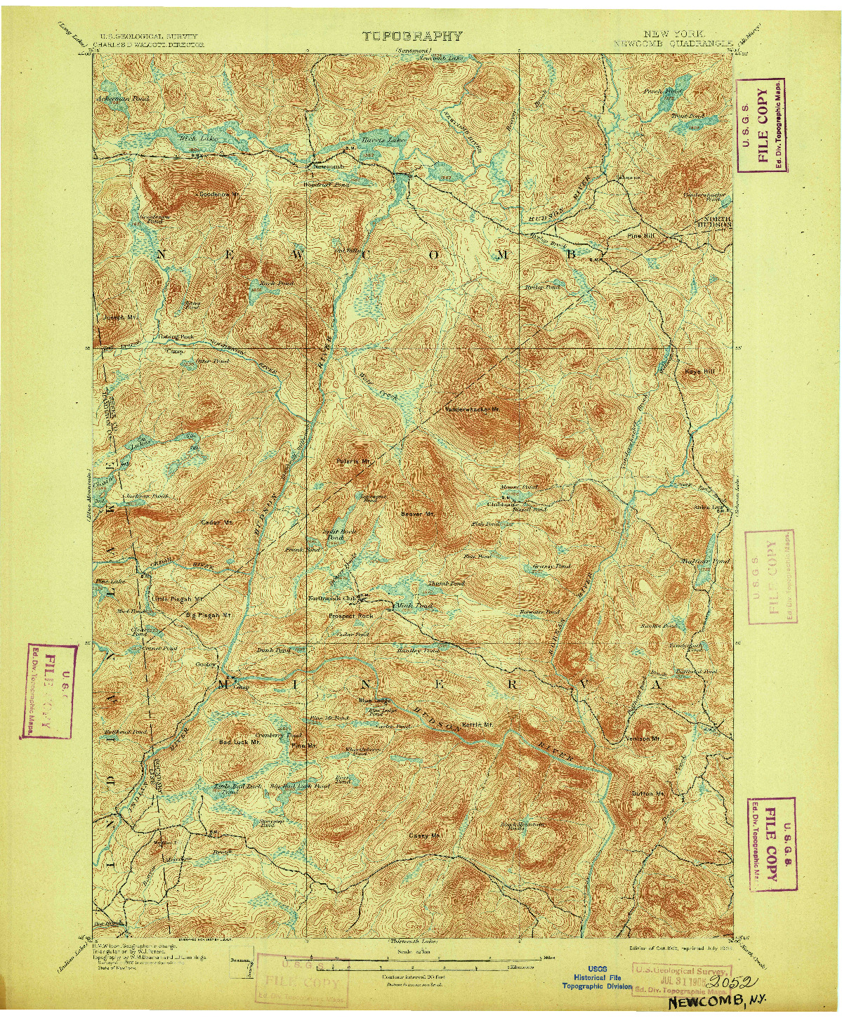 USGS 1:62500-SCALE QUADRANGLE FOR NEWCOMB, NY 1901