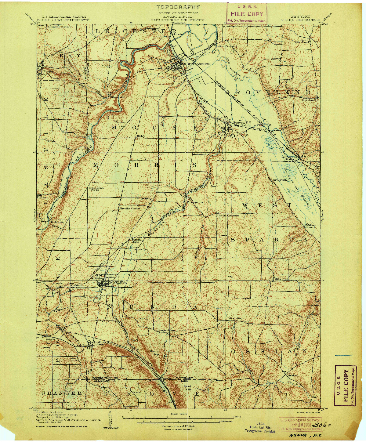 USGS 1:62500-SCALE QUADRANGLE FOR NUNDA, NY 1905