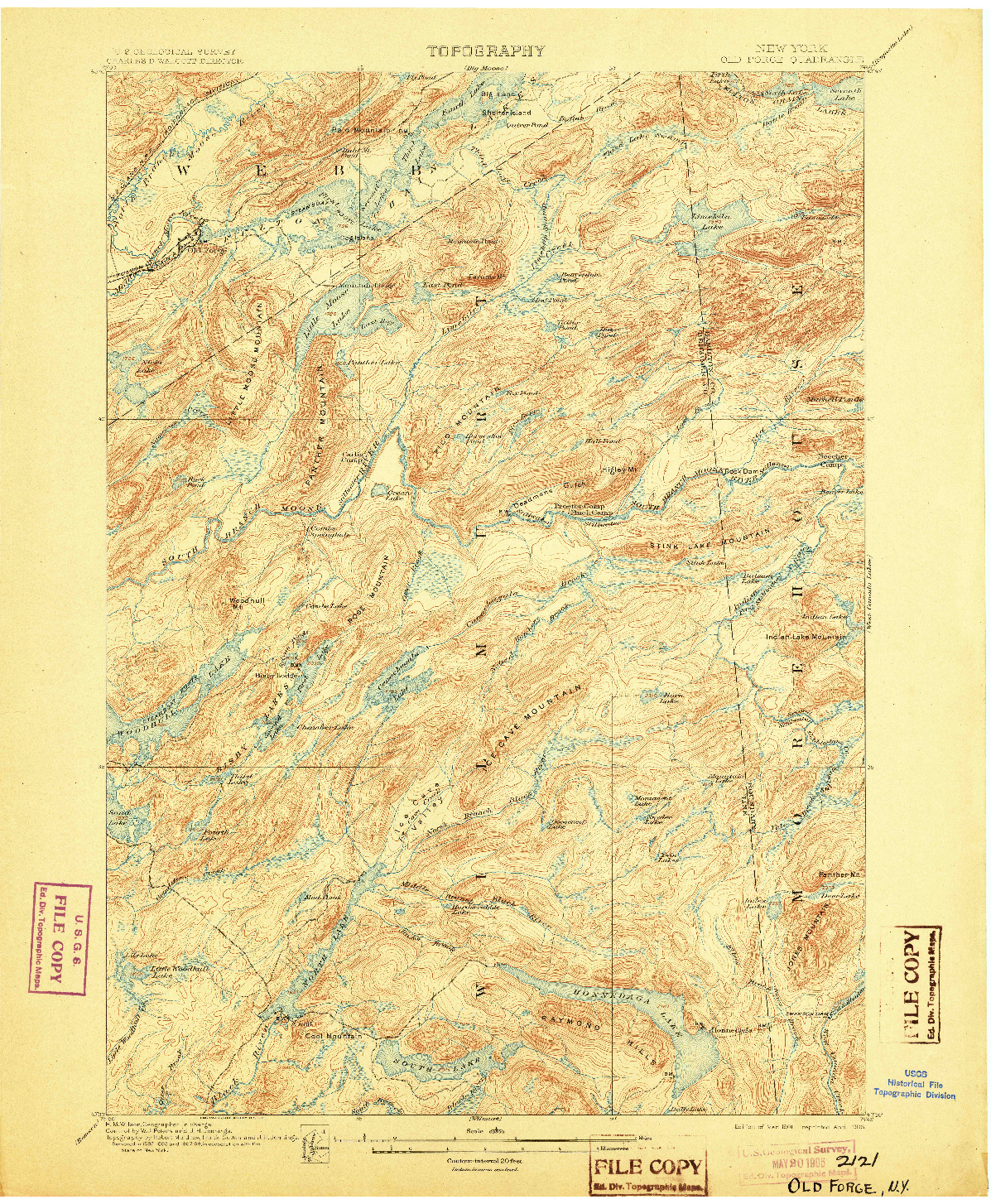 USGS 1:62500-SCALE QUADRANGLE FOR OLD FORGE, NY 1901