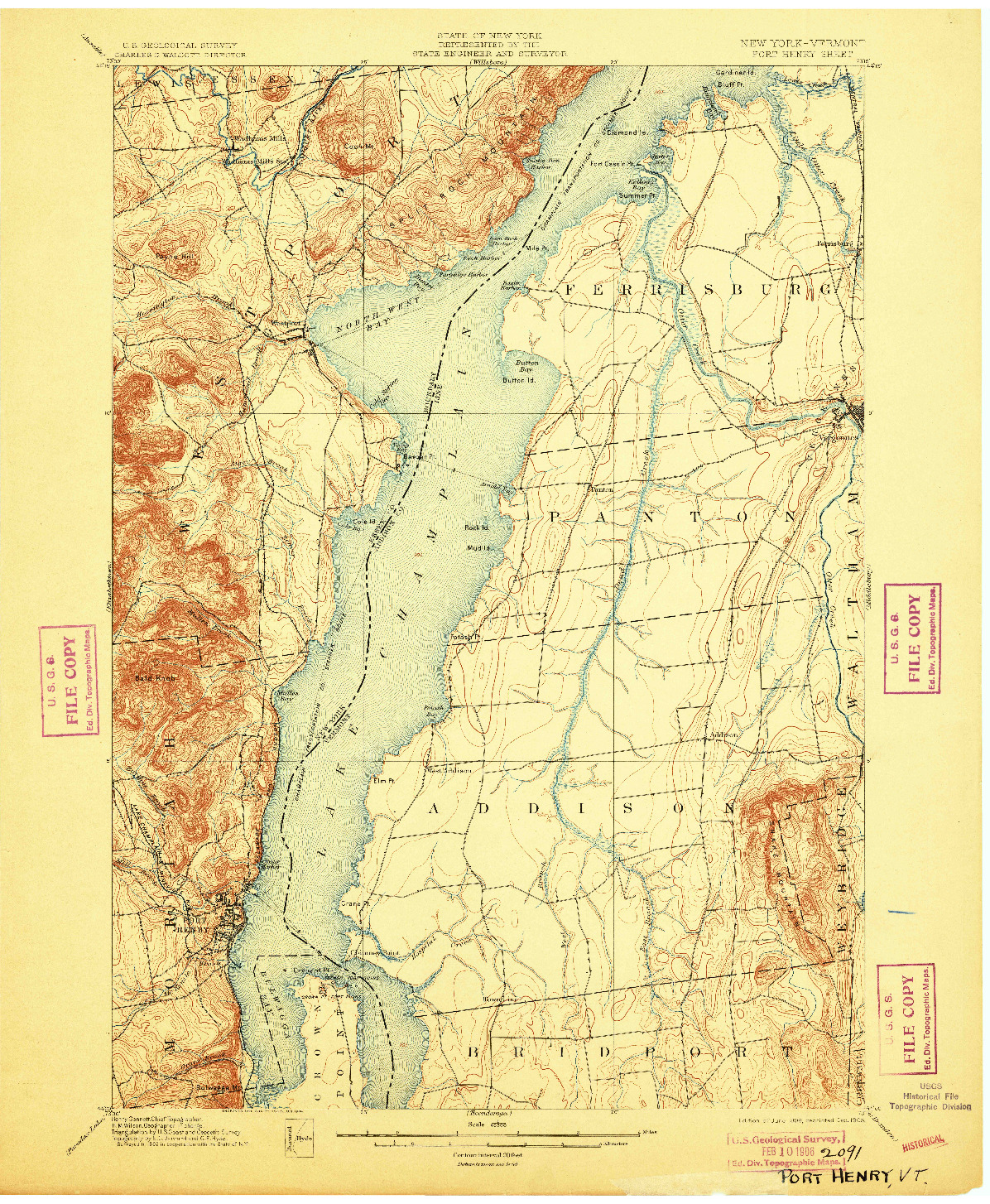 USGS 1:62500-SCALE QUADRANGLE FOR PORT HENRY, NY 1898