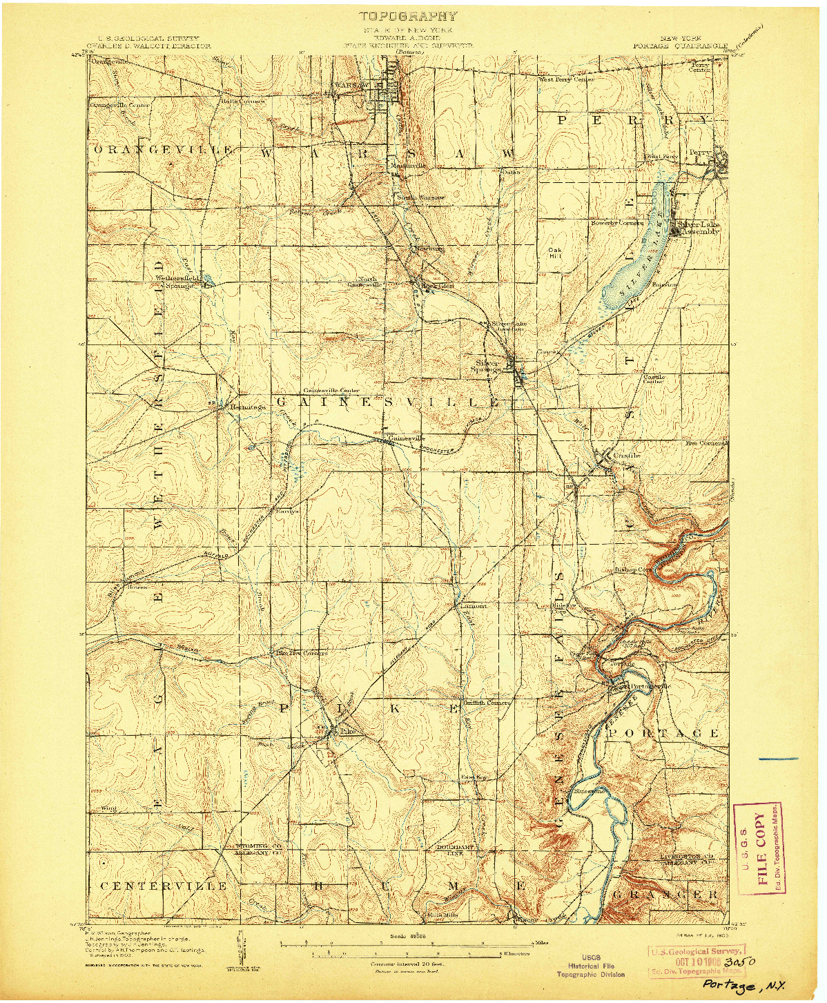 USGS 1:62500-SCALE QUADRANGLE FOR PORTAGE, NY 1905