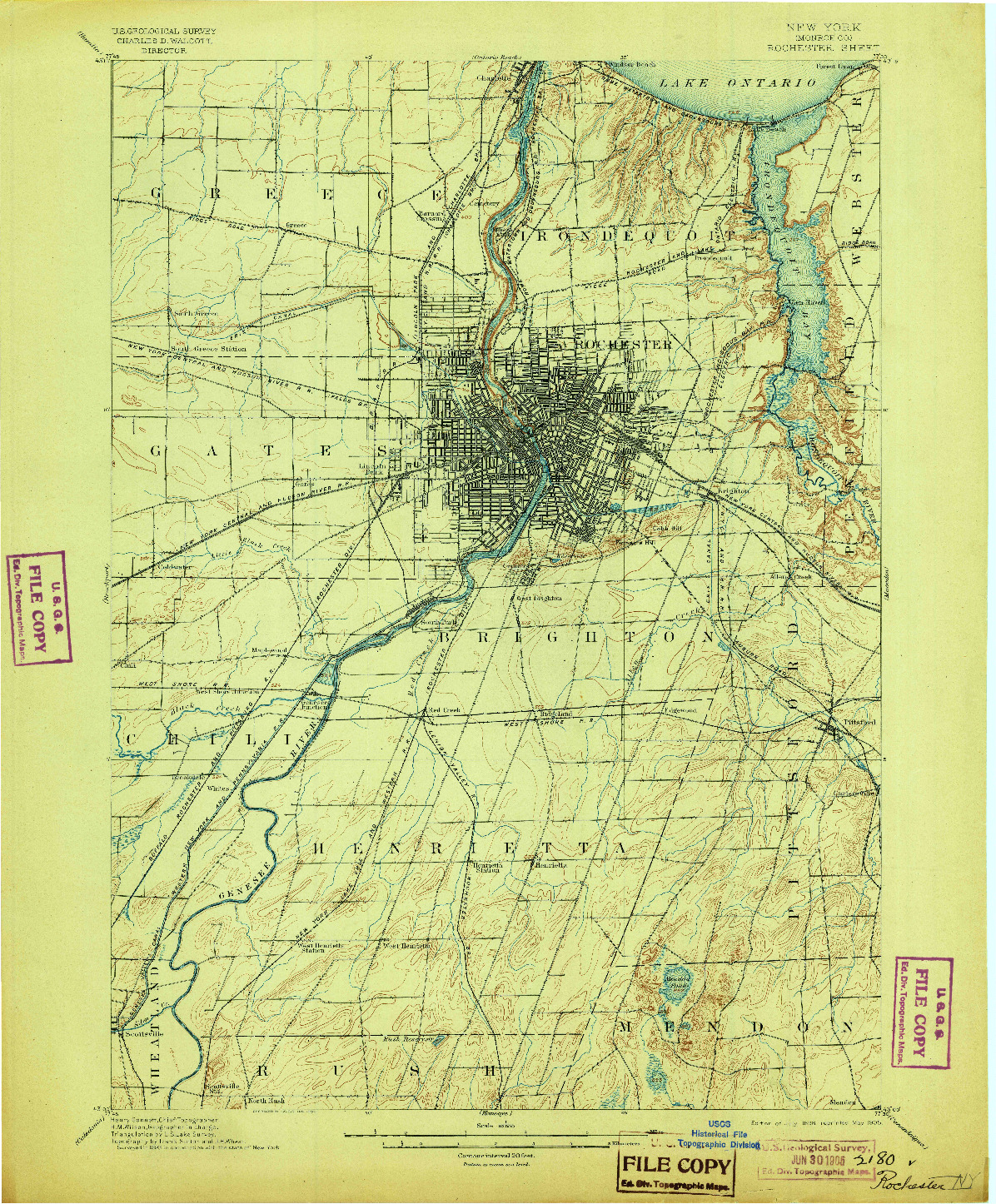 USGS 1:62500-SCALE QUADRANGLE FOR ROCHESTER, NY 1898