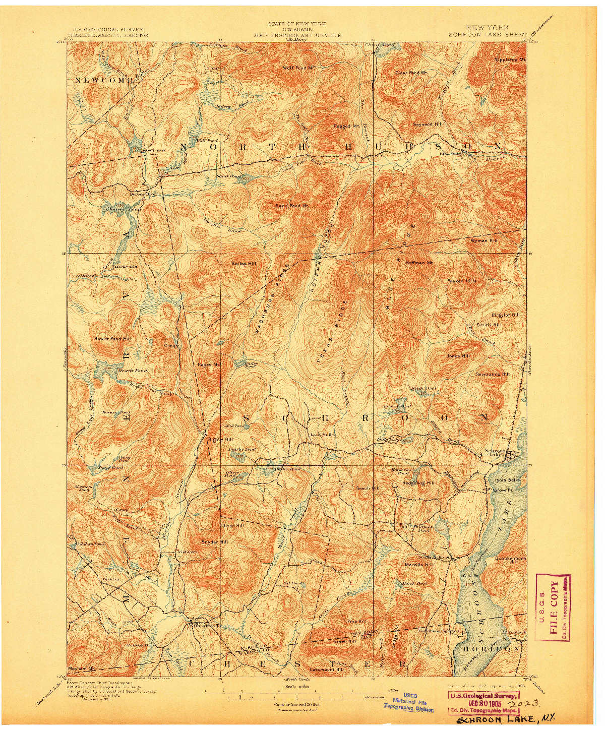 USGS 1:62500-SCALE QUADRANGLE FOR SCHROON LAKE, NY 1897