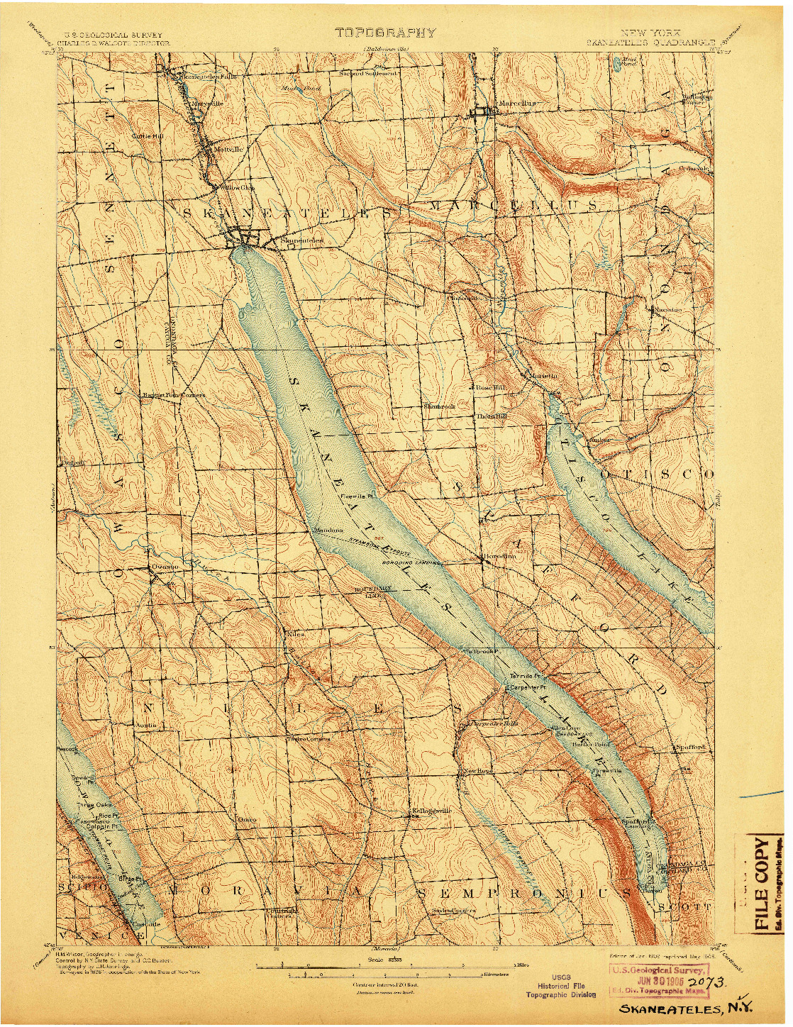 USGS 1:62500-SCALE QUADRANGLE FOR SKANEATELES, NY 1902