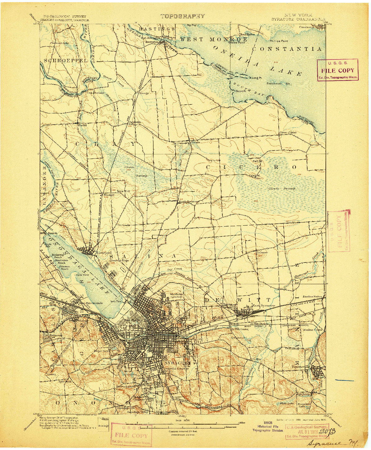 USGS 1:62500-SCALE QUADRANGLE FOR SYRACUSE, NY 1898