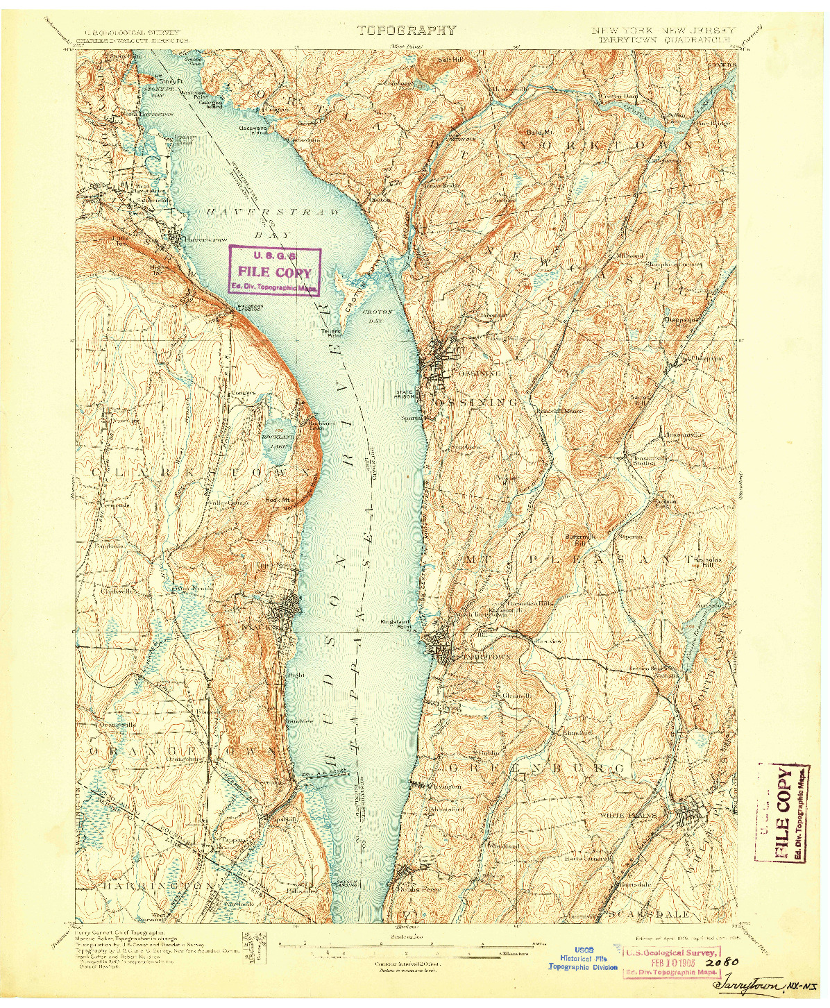 USGS 1:62500-SCALE QUADRANGLE FOR TARRYTOWN, NY 1902