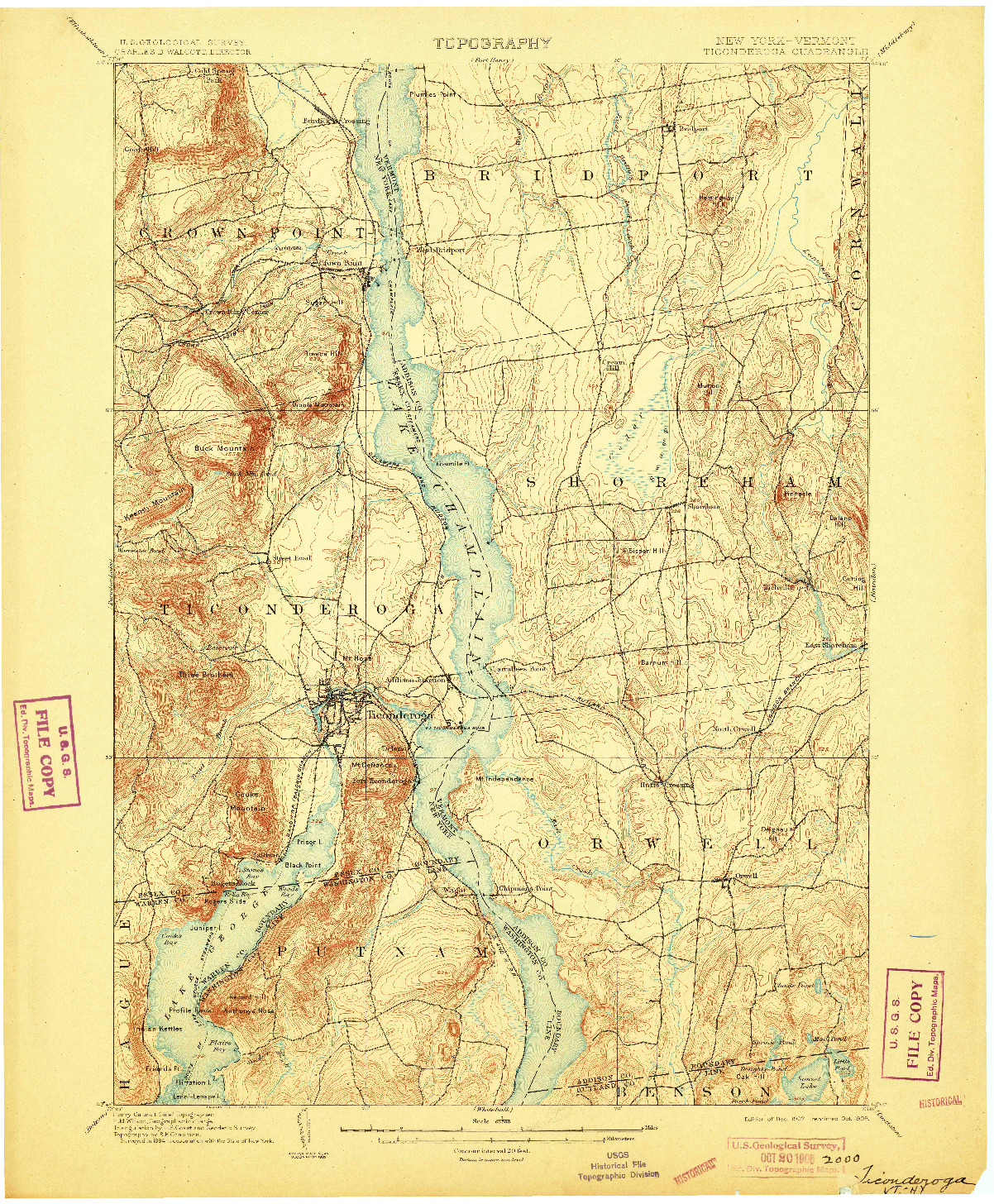 USGS 1:62500-SCALE QUADRANGLE FOR TICONDEROGA, NY 1902