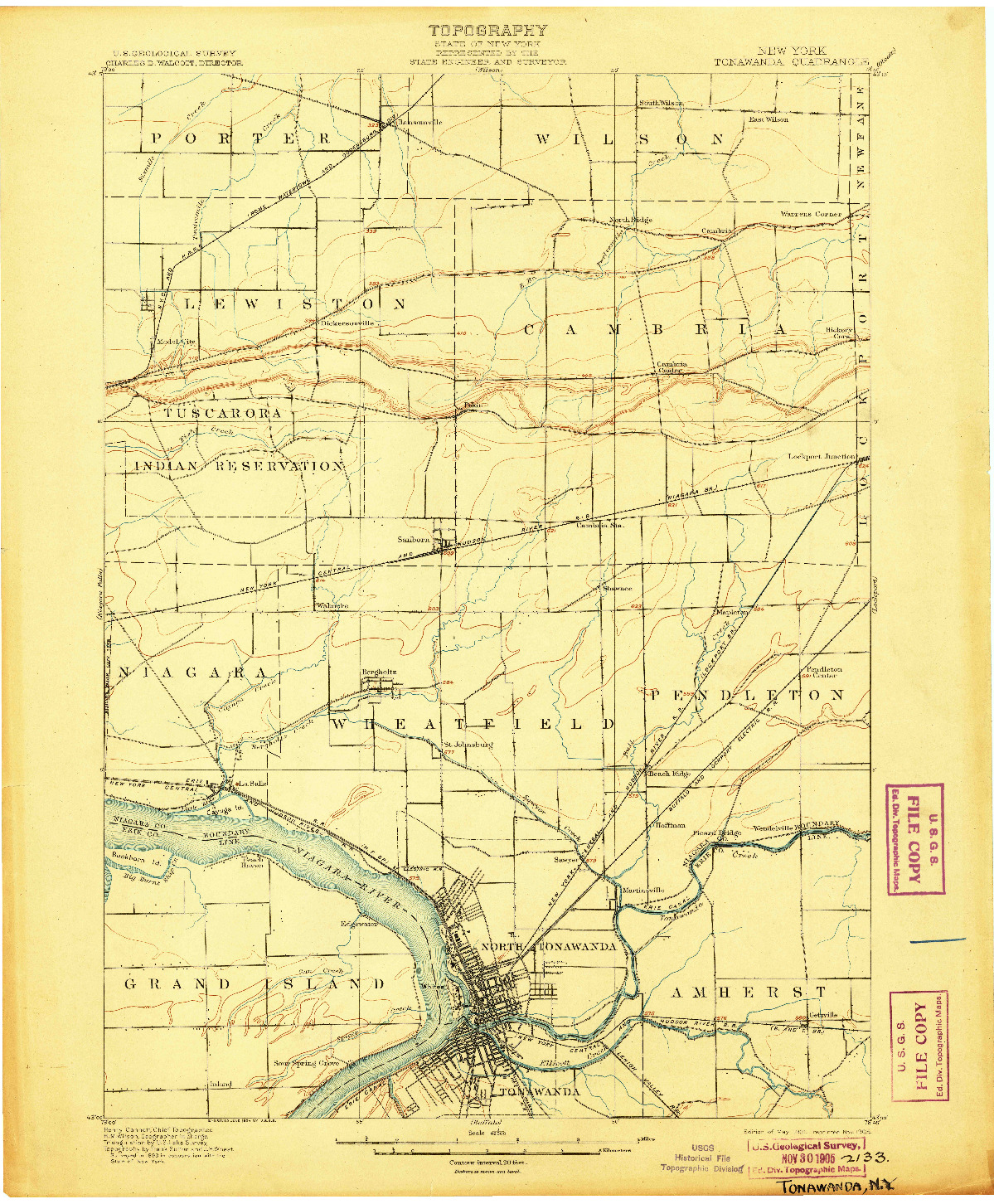 USGS 1:62500-SCALE QUADRANGLE FOR TONAWANDA, NY 1901