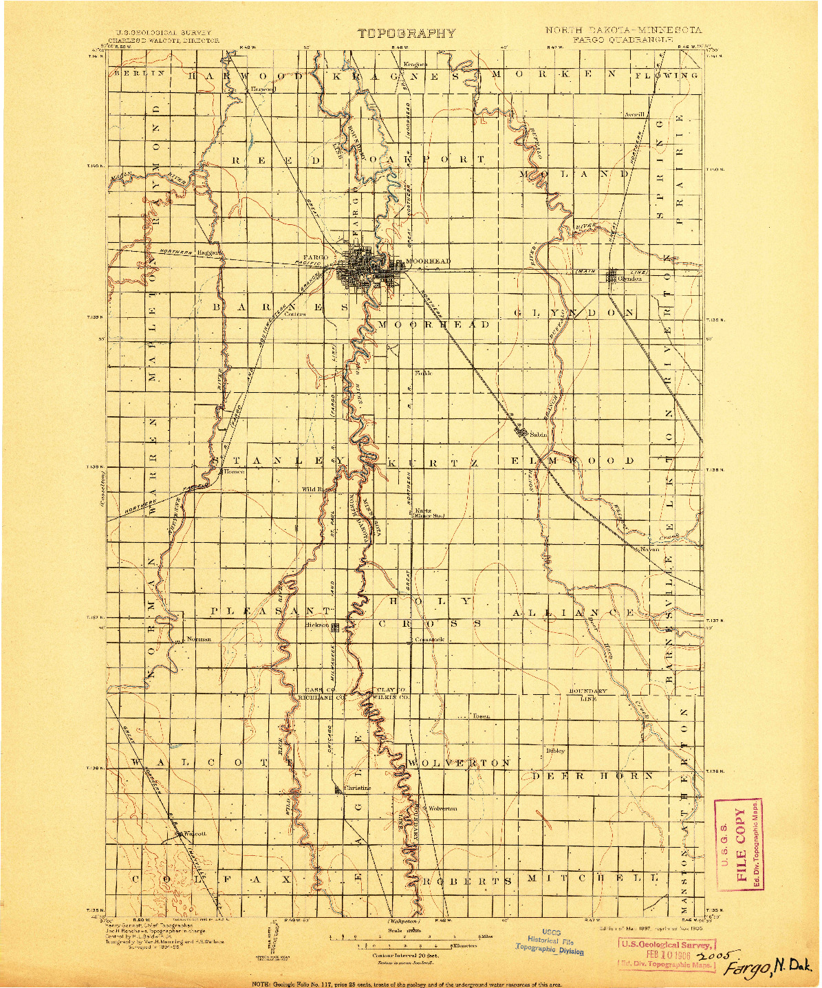 USGS 1:125000-SCALE QUADRANGLE FOR FARGO, ND 1897