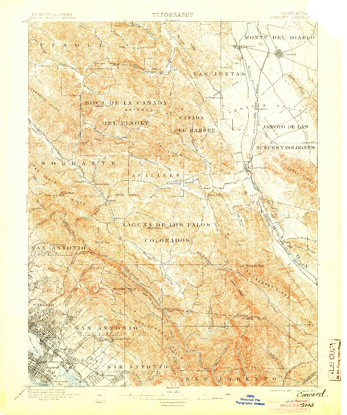 USGS 1:62500-SCALE QUADRANGLE FOR CONCORD, CA 1897