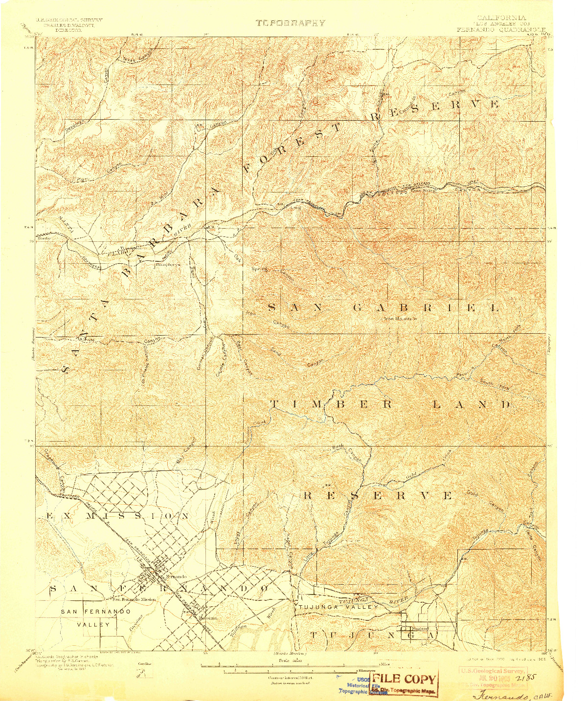 USGS 1:62500-SCALE QUADRANGLE FOR FERNANDO, CA 1900