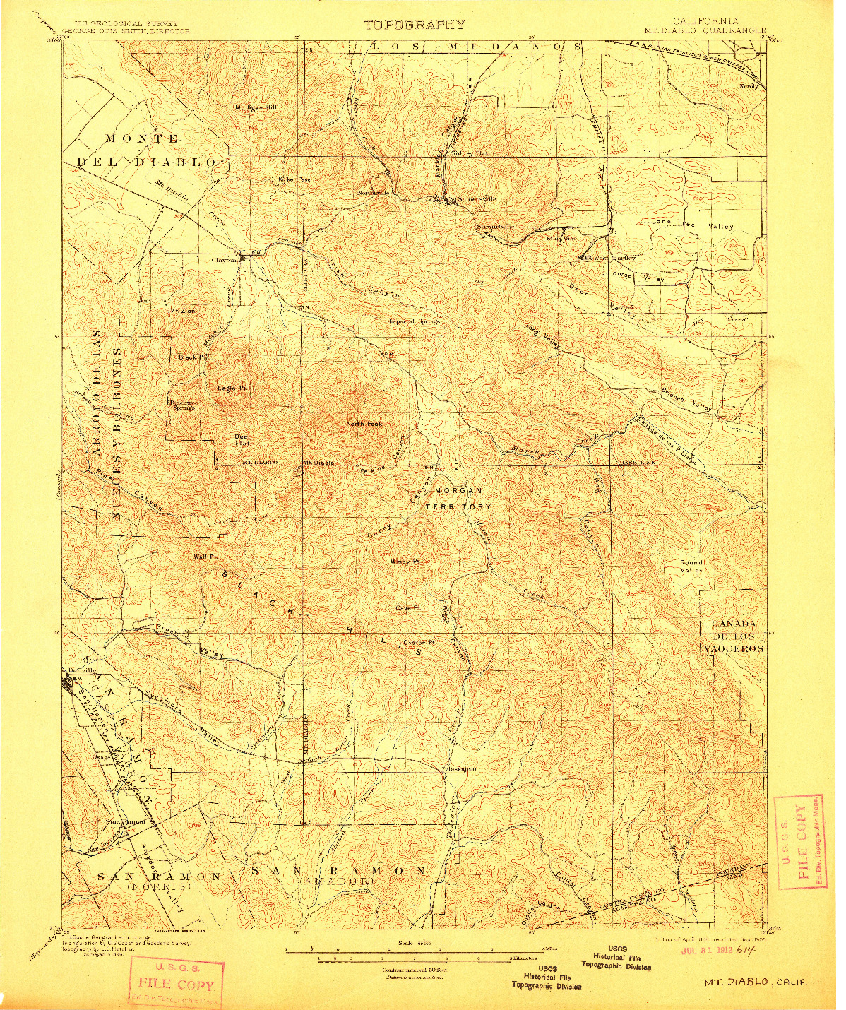 USGS 1:62500-SCALE QUADRANGLE FOR MT. DIABLO, CA 1898