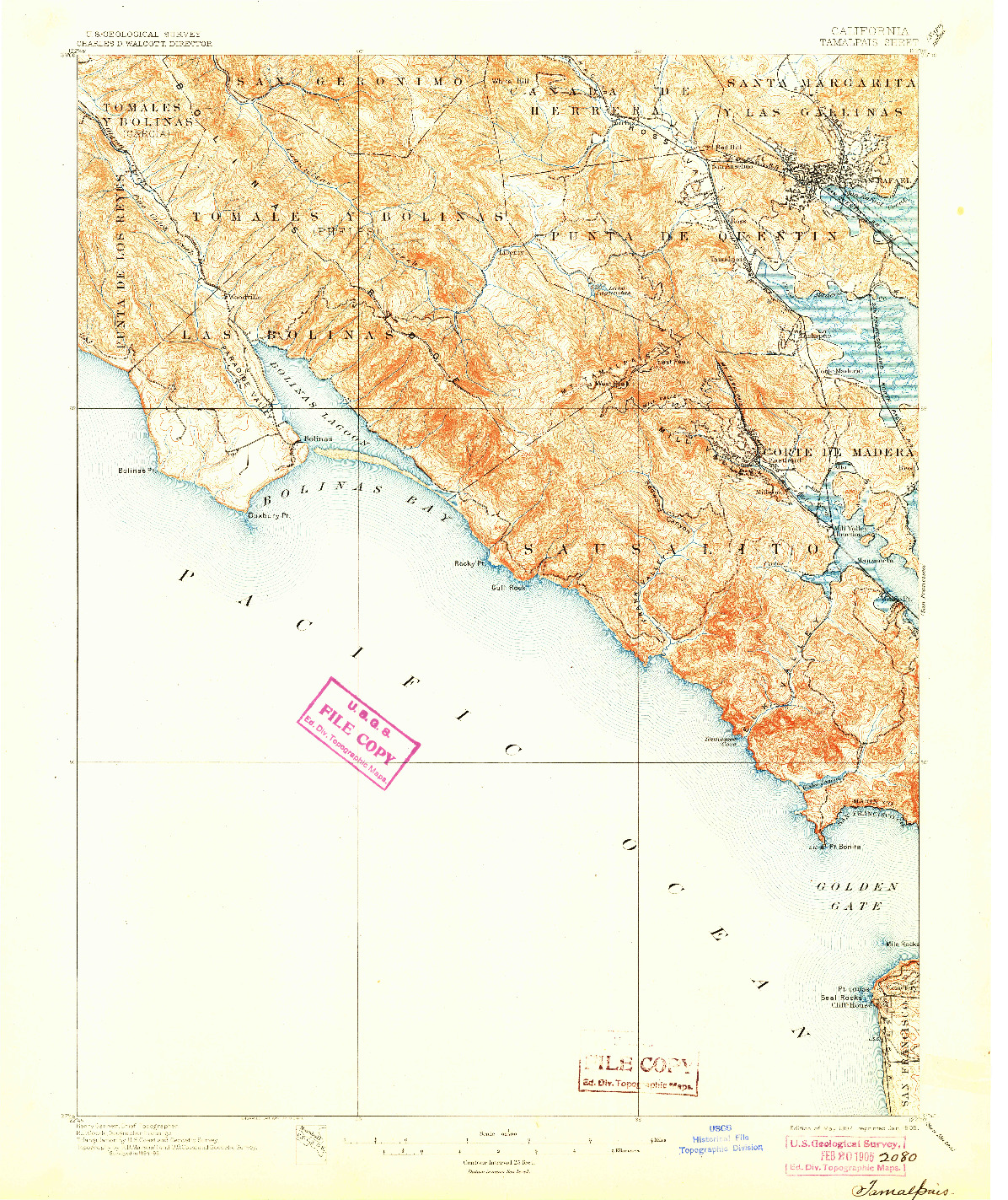 USGS 1:62500-SCALE QUADRANGLE FOR TAMALPAIS, CA 1897