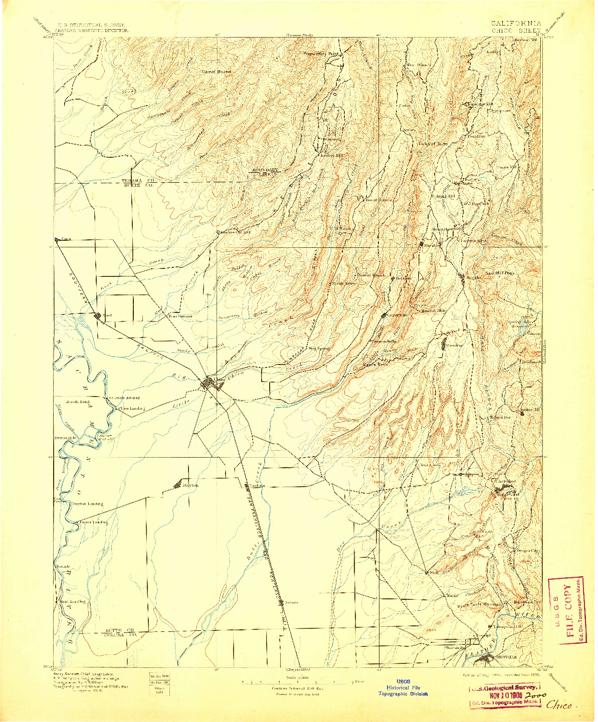 USGS 1:125000-SCALE QUADRANGLE FOR CHICO, CA 1895