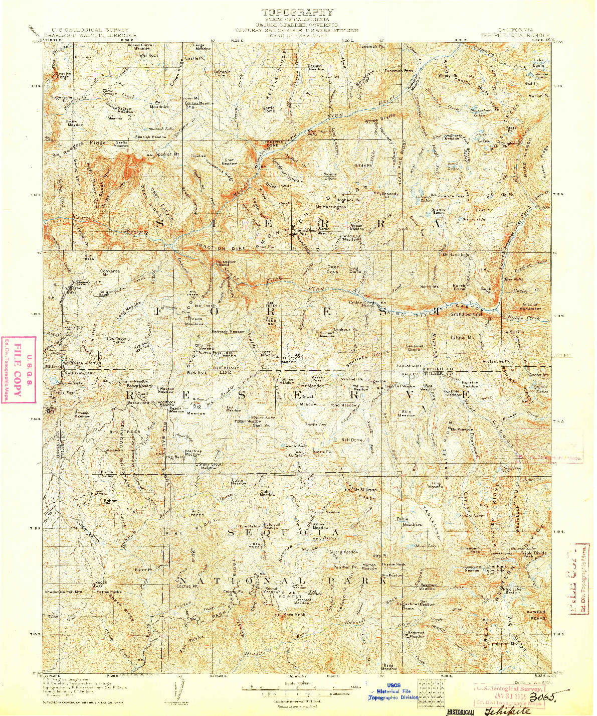 USGS 1:125000-SCALE QUADRANGLE FOR TEHIPITE, CA 1905