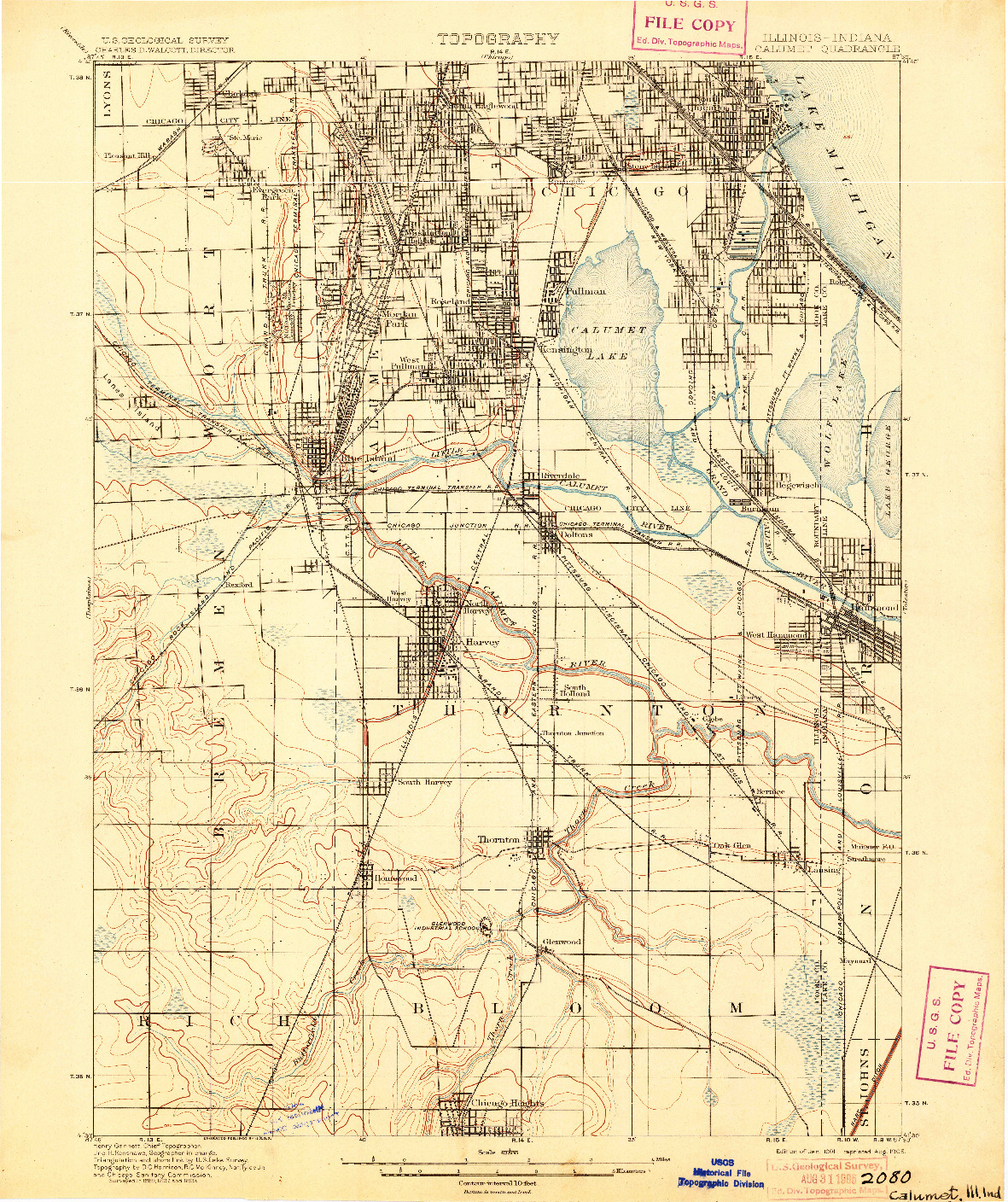 USGS 1:62500-SCALE QUADRANGLE FOR CALUMET, IL 1901