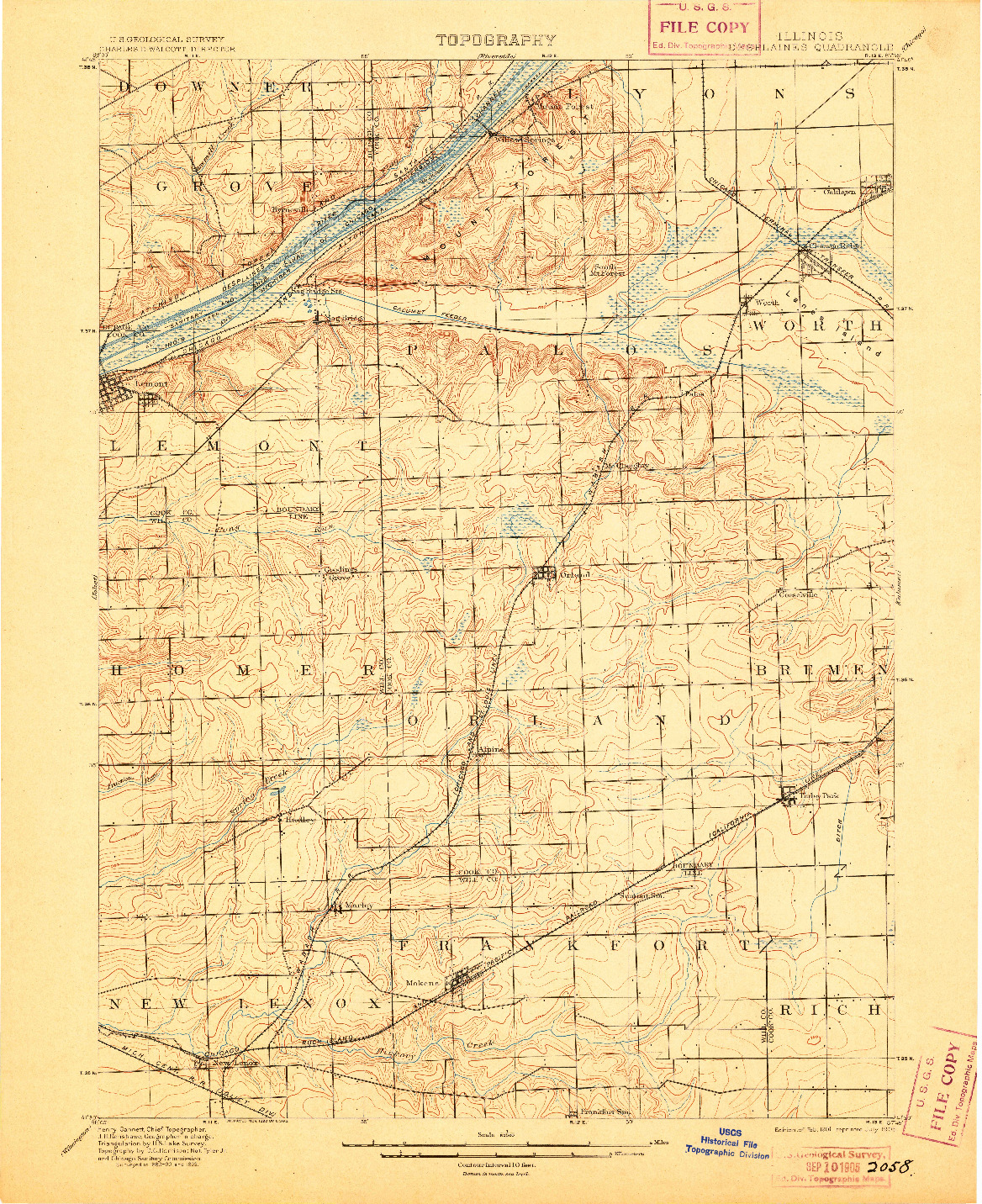 USGS 1:62500-SCALE QUADRANGLE FOR DES PLAINES, IL 1901