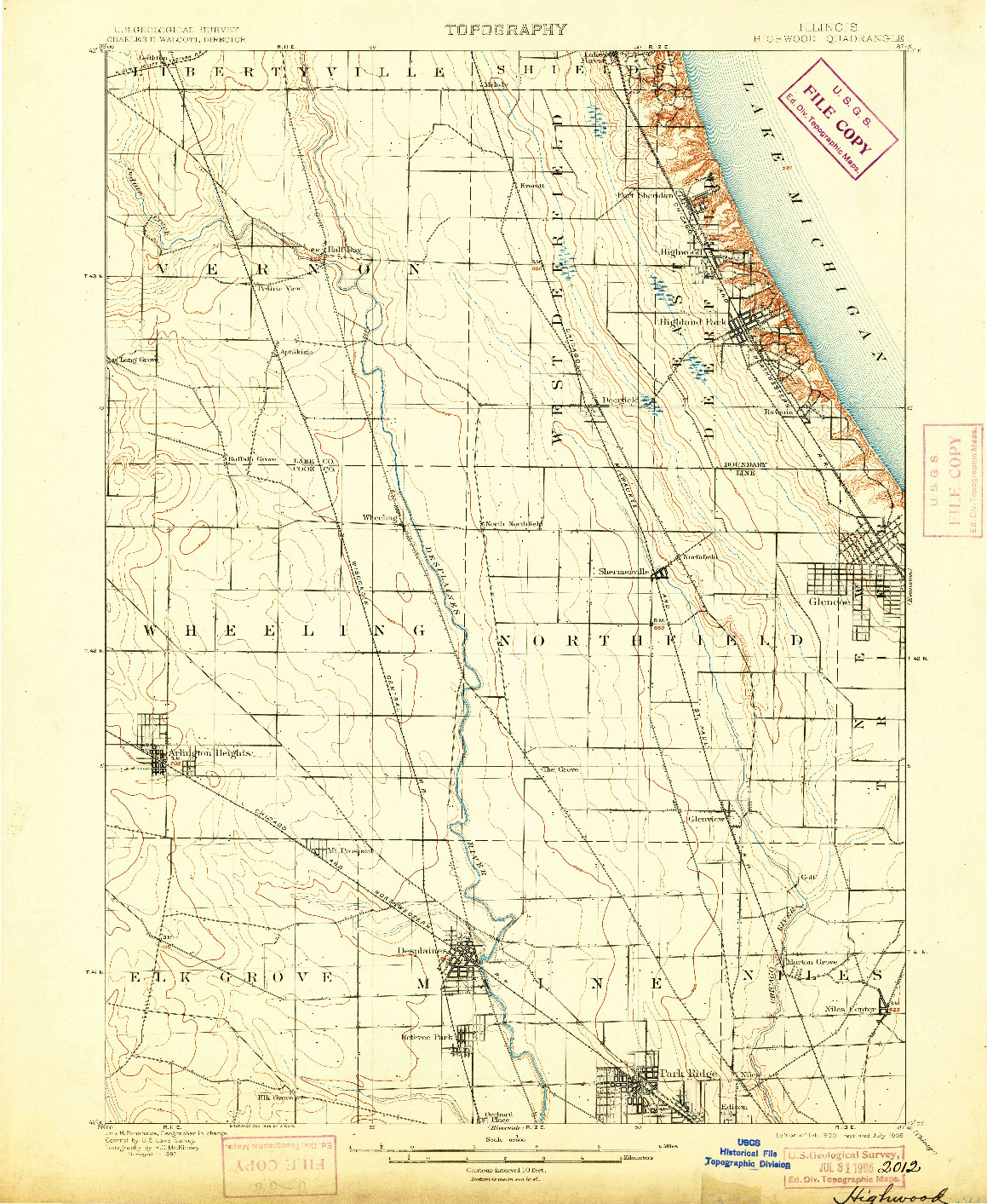USGS 1:62500-SCALE QUADRANGLE FOR HIGHWOOD, IL 1900