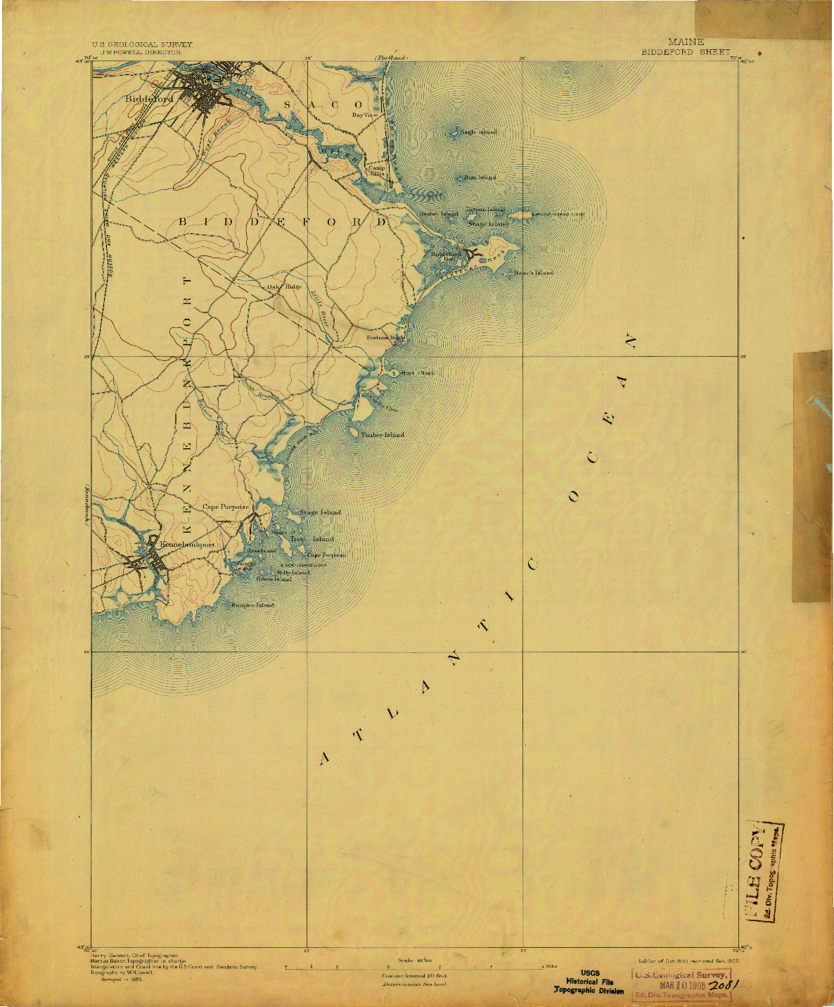 USGS 1:62500-SCALE QUADRANGLE FOR BIDDEFORD, ME 1893