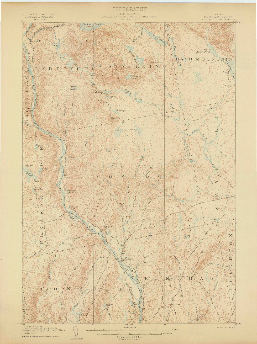 USGS 1:62500-SCALE QUADRANGLE FOR BINGHAM, ME 1905