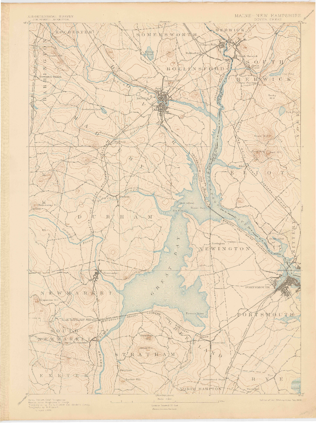 USGS 1:62500-SCALE QUADRANGLE FOR DOVER, ME 1893