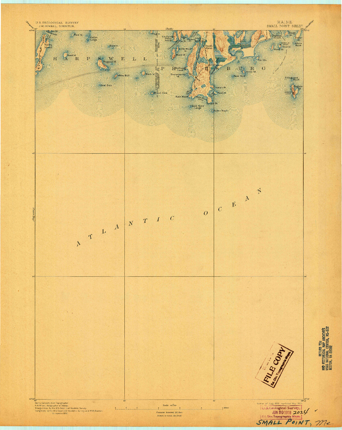 USGS 1:62500-SCALE QUADRANGLE FOR SMALL POINT, ME 1893