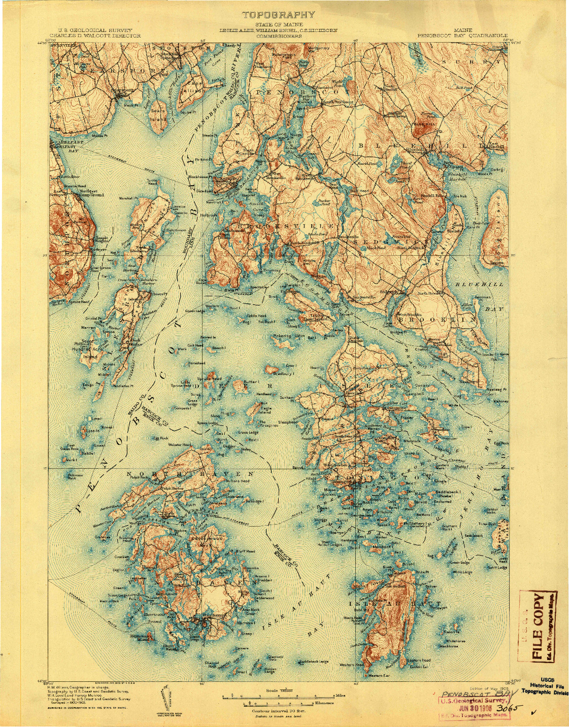 USGS 1:125000-SCALE QUADRANGLE FOR PENOBSCOT BAY, ME 1905