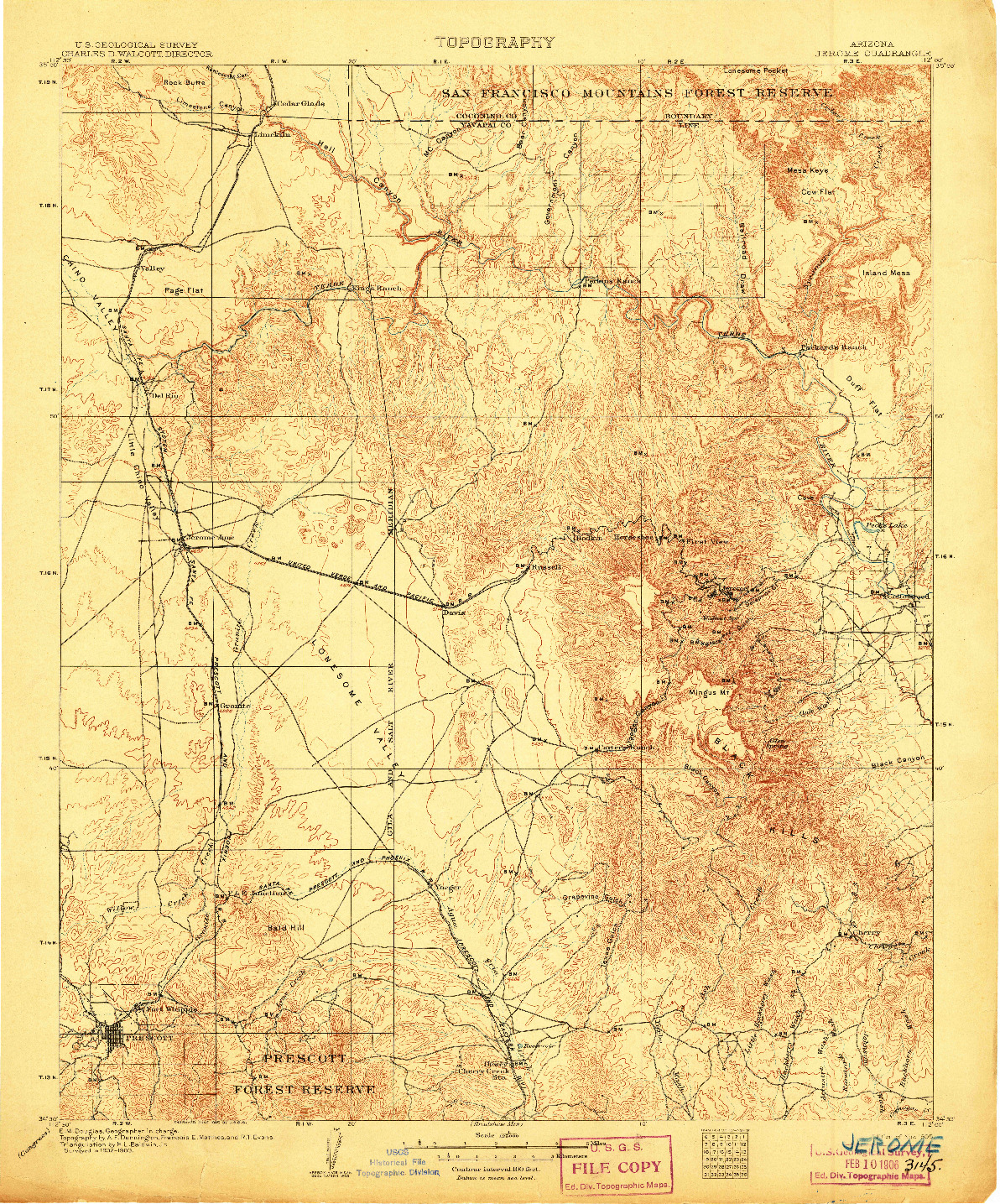 USGS 1:125000-SCALE QUADRANGLE FOR JEROME, AZ 1905