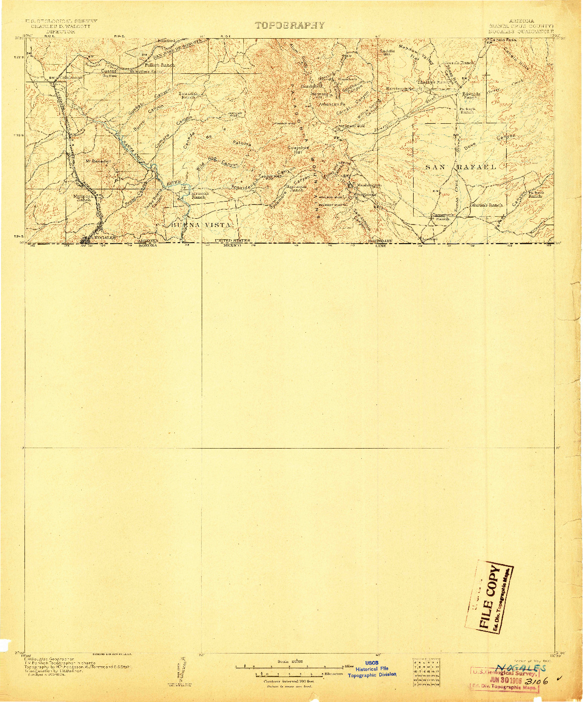 USGS 1:125000-SCALE QUADRANGLE FOR NOGALES, AZ 1905