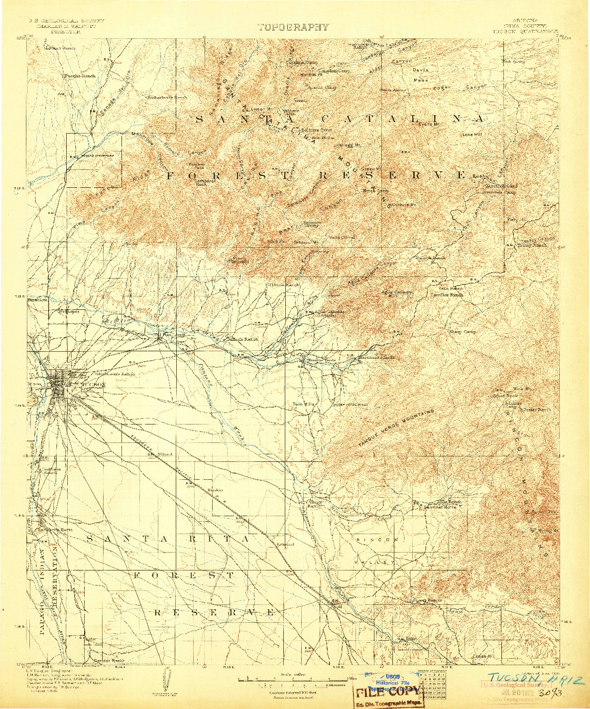 USGS 1:125000-SCALE QUADRANGLE FOR TUCSON, AZ 1905