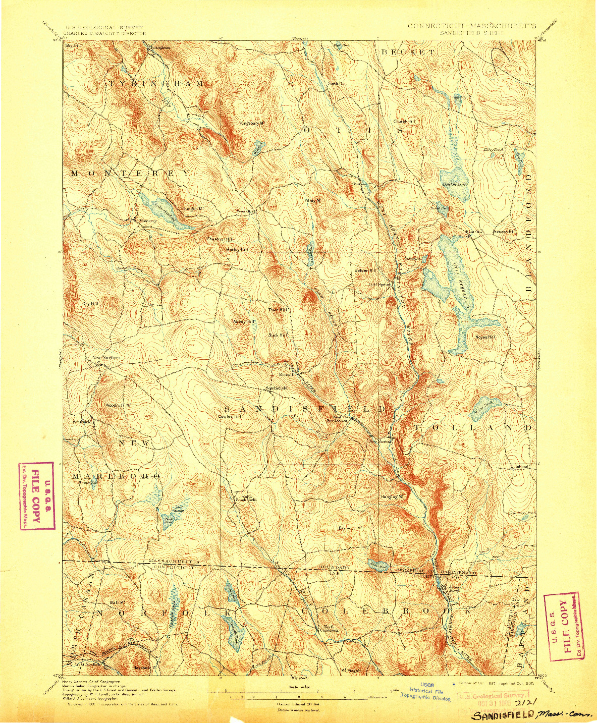 USGS 1:62500-SCALE QUADRANGLE FOR SANDISFIELD, CT 1897