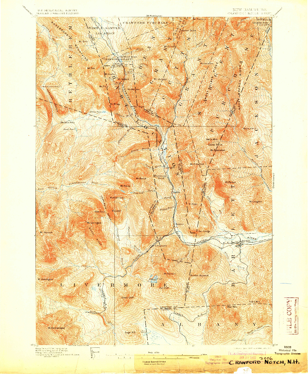 USGS 1:62500-SCALE QUADRANGLE FOR CRAWFORD NOTCH, NH 1896