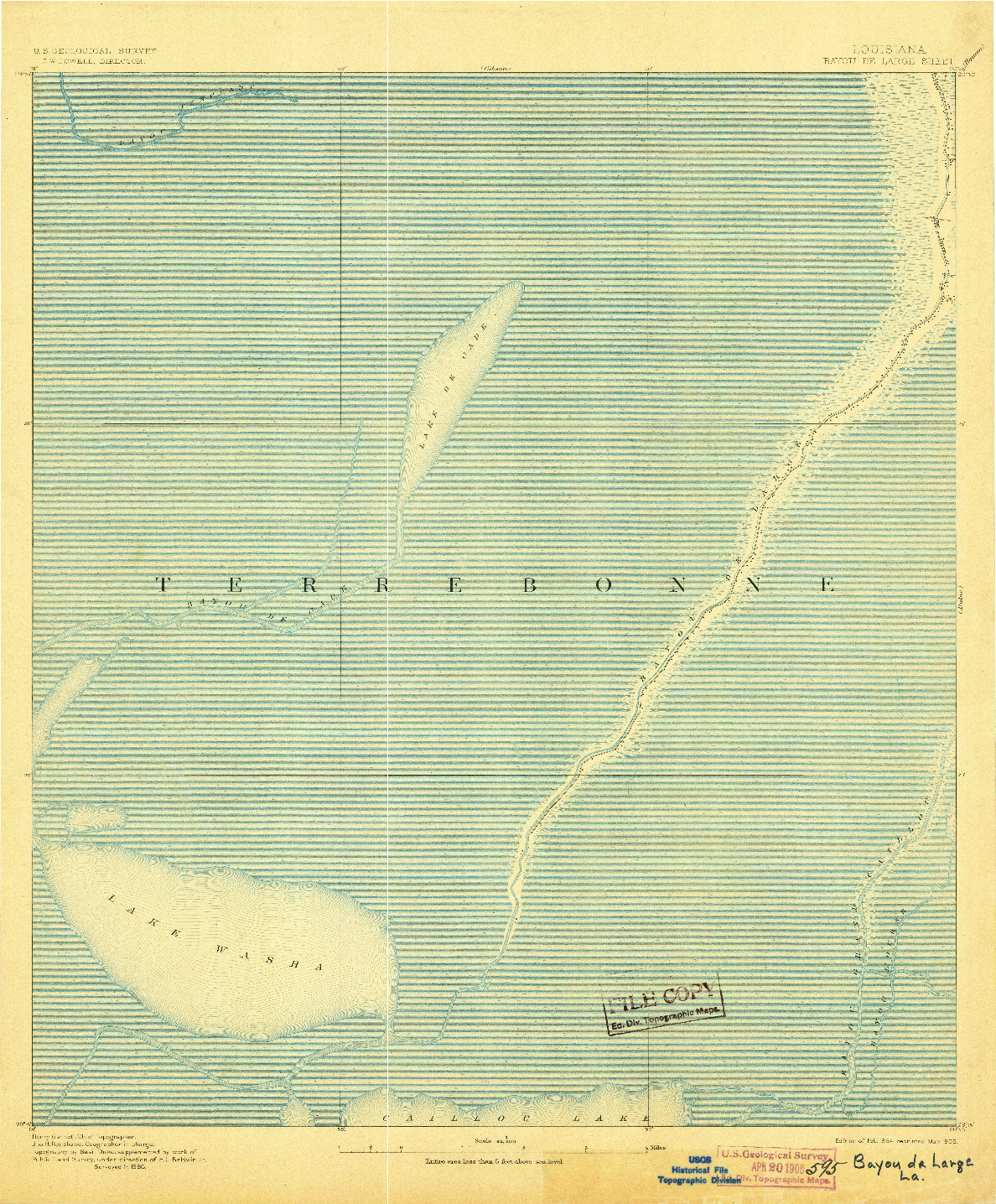 USGS 1:62500-SCALE QUADRANGLE FOR BAYOU DE LARGE, LA 1894