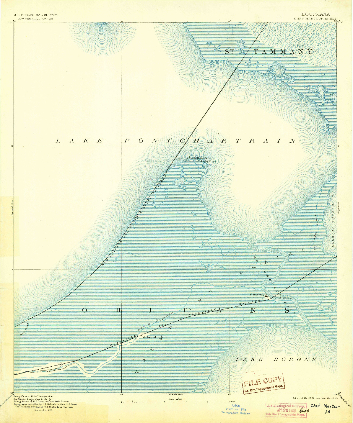 USGS 1:62500-SCALE QUADRANGLE FOR CHEF MENTEUR, LA 1892