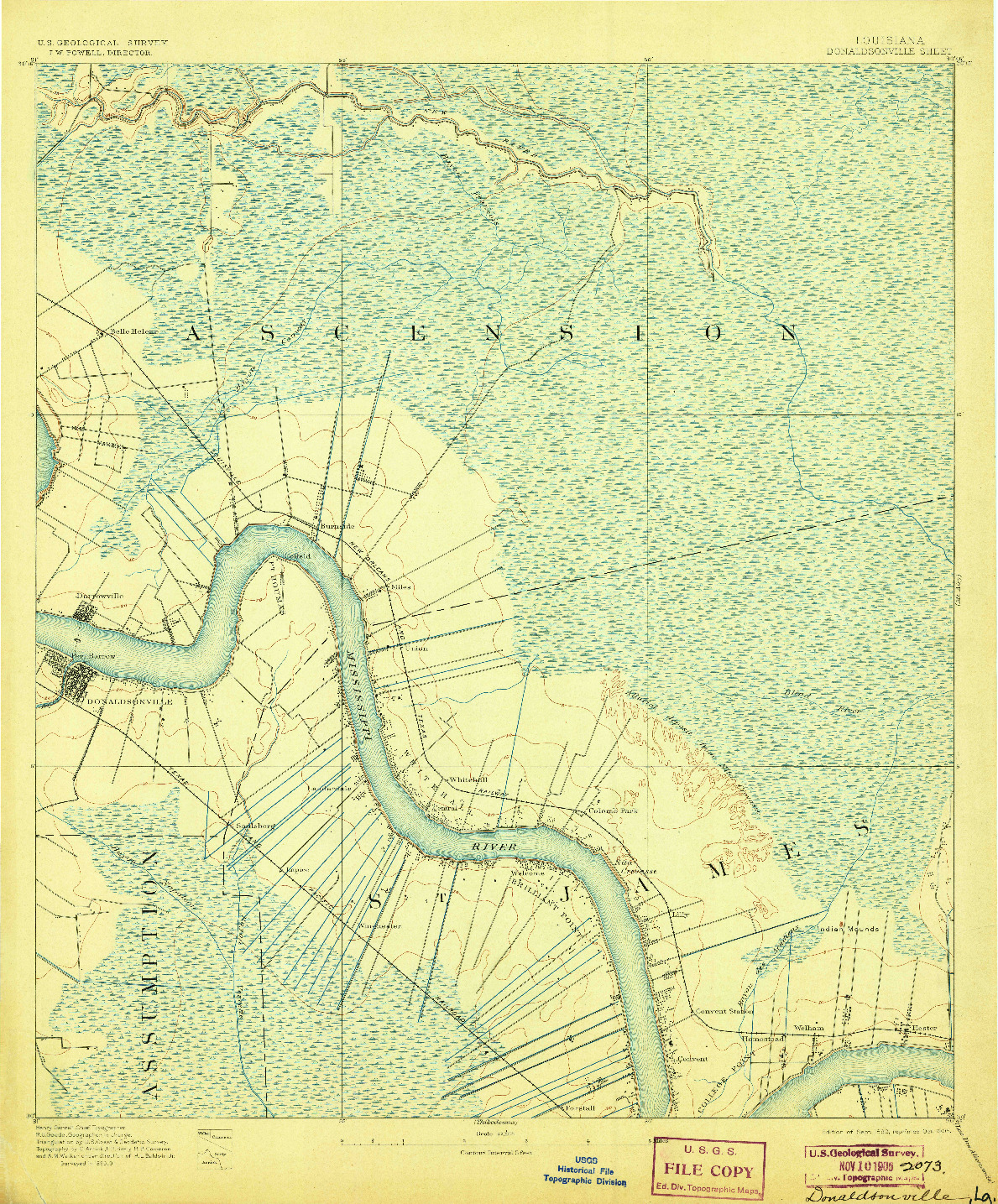 USGS 1:62500-SCALE QUADRANGLE FOR DONALDSONVILLE, LA 1892